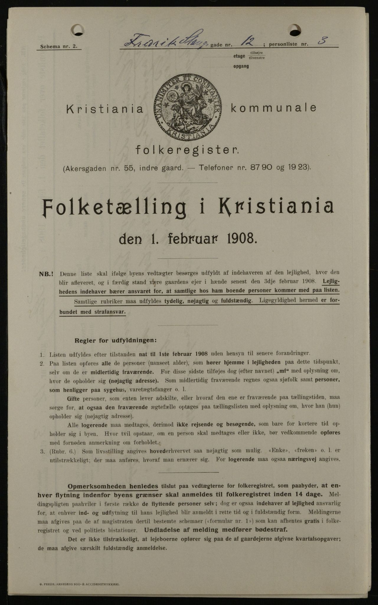 OBA, Municipal Census 1908 for Kristiania, 1908, p. 24056