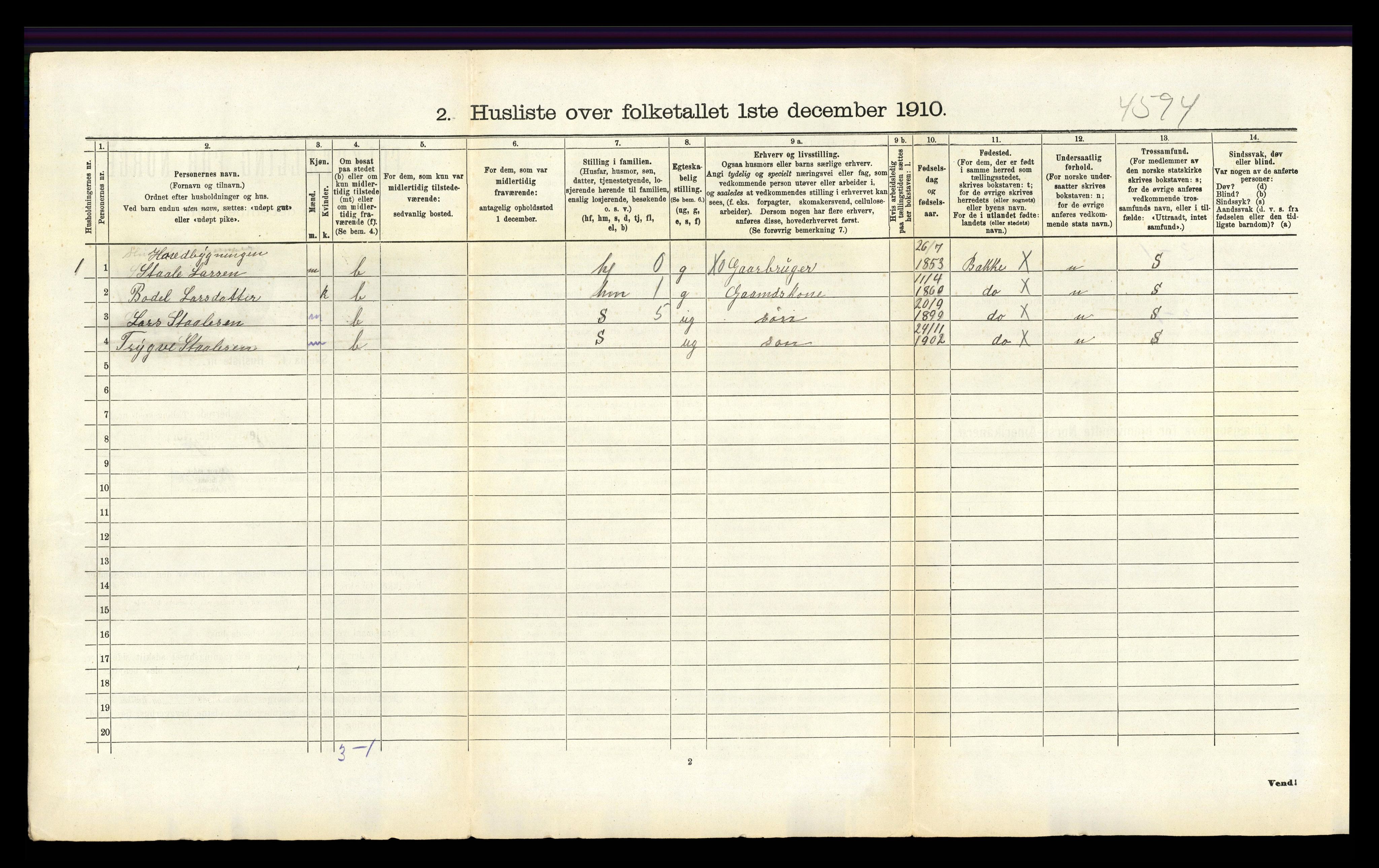 RA, 1910 census for Bakke, 1910, p. 474