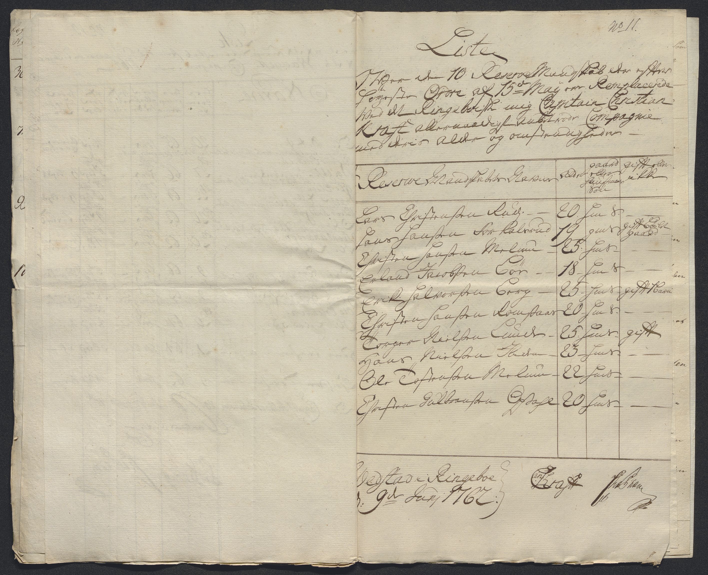 Kommanderende general (KG I) med Det norske krigsdirektorium, AV/RA-EA-5419/E/Ec/L0021: Ruller over nedkommanderte mannskap, 1758-1762, p. 701