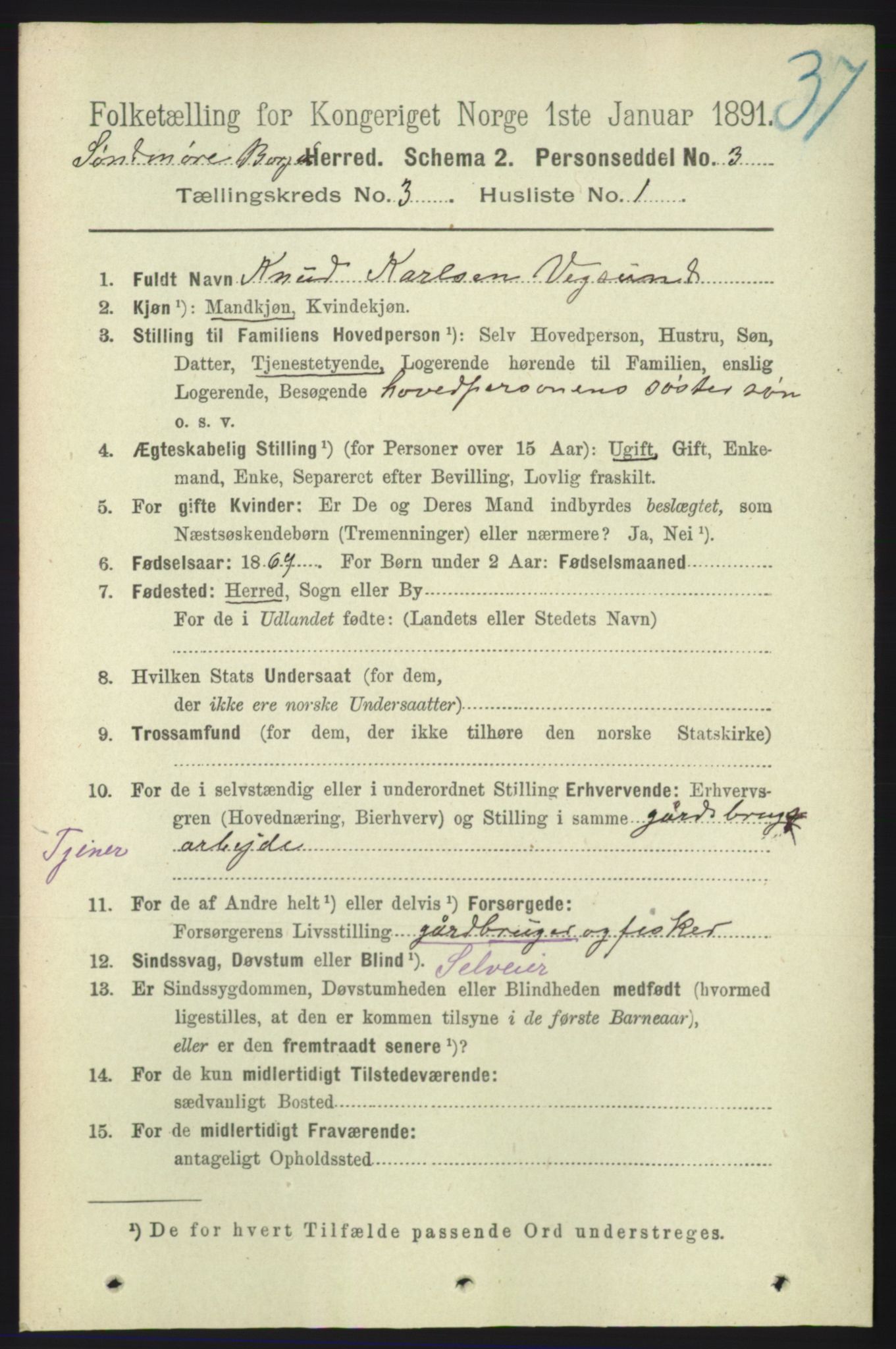 RA, 1891 census for 1531 Borgund, 1891, p. 623