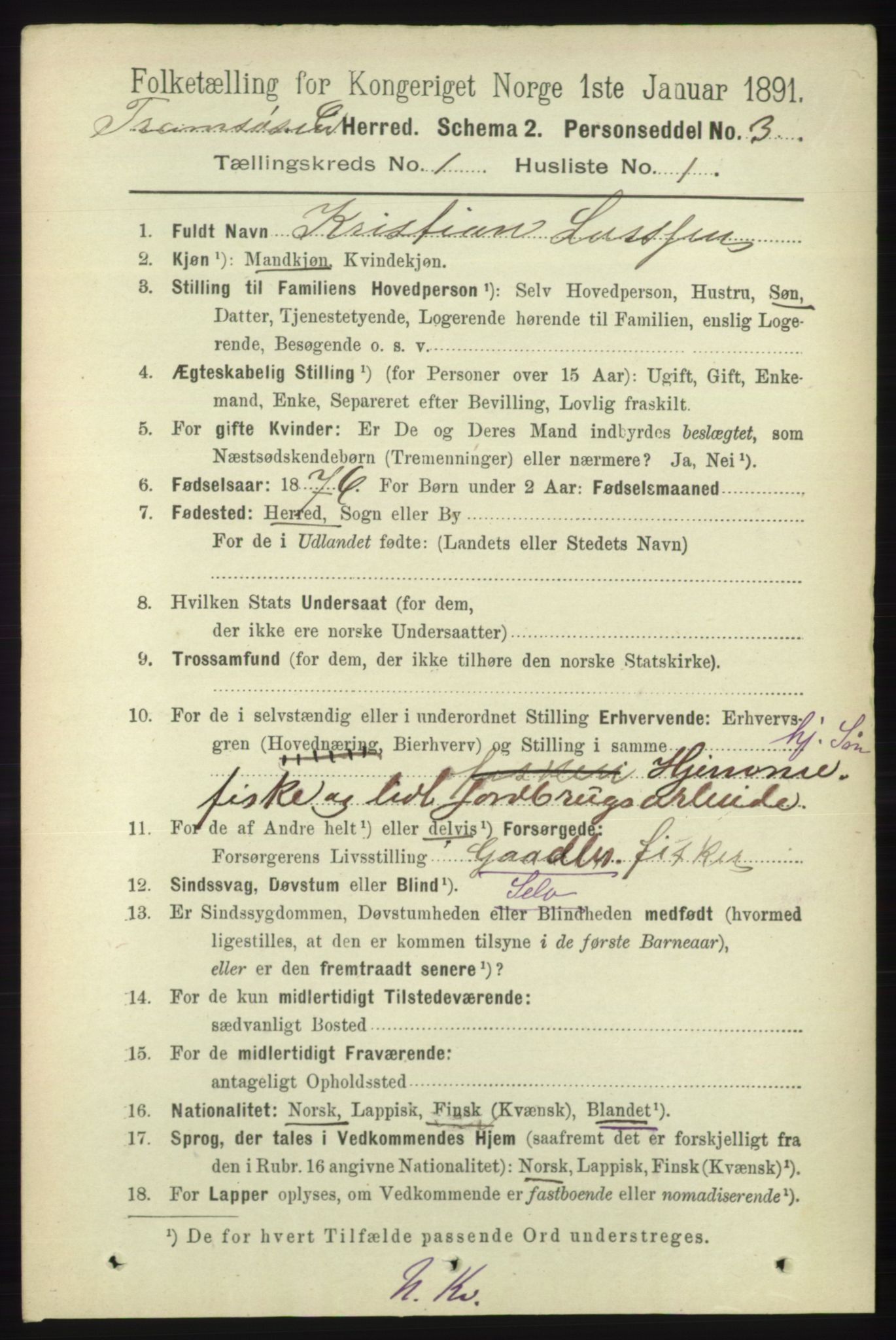 RA, 1891 census for 1934 Tromsøysund, 1891, p. 84