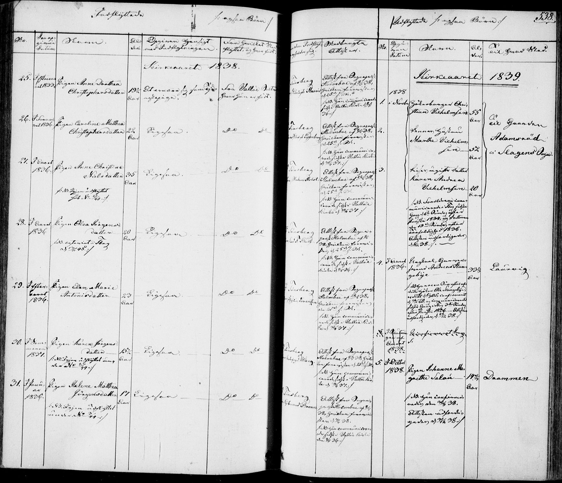 Tønsberg kirkebøker, AV/SAKO-A-330/F/Fa/L0006: Parish register (official) no. I 6, 1836-1844, p. 538