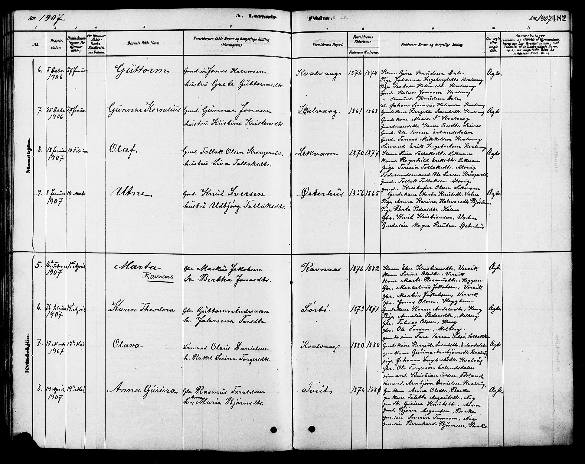 Strand sokneprestkontor, SAST/A-101828/H/Ha/Haa/L0009: Parish register (official) no. A 9, 1877-1908, p. 182