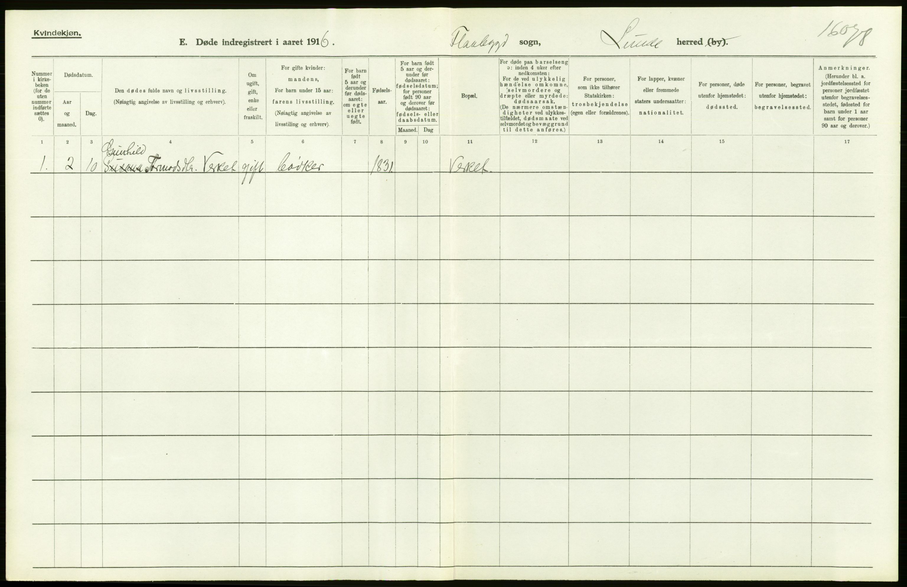 Statistisk sentralbyrå, Sosiodemografiske emner, Befolkning, RA/S-2228/D/Df/Dfb/Dfbf/L0024: Bratsberg amt: Døde, dødfødte. Bygder og byer., 1916, p. 280