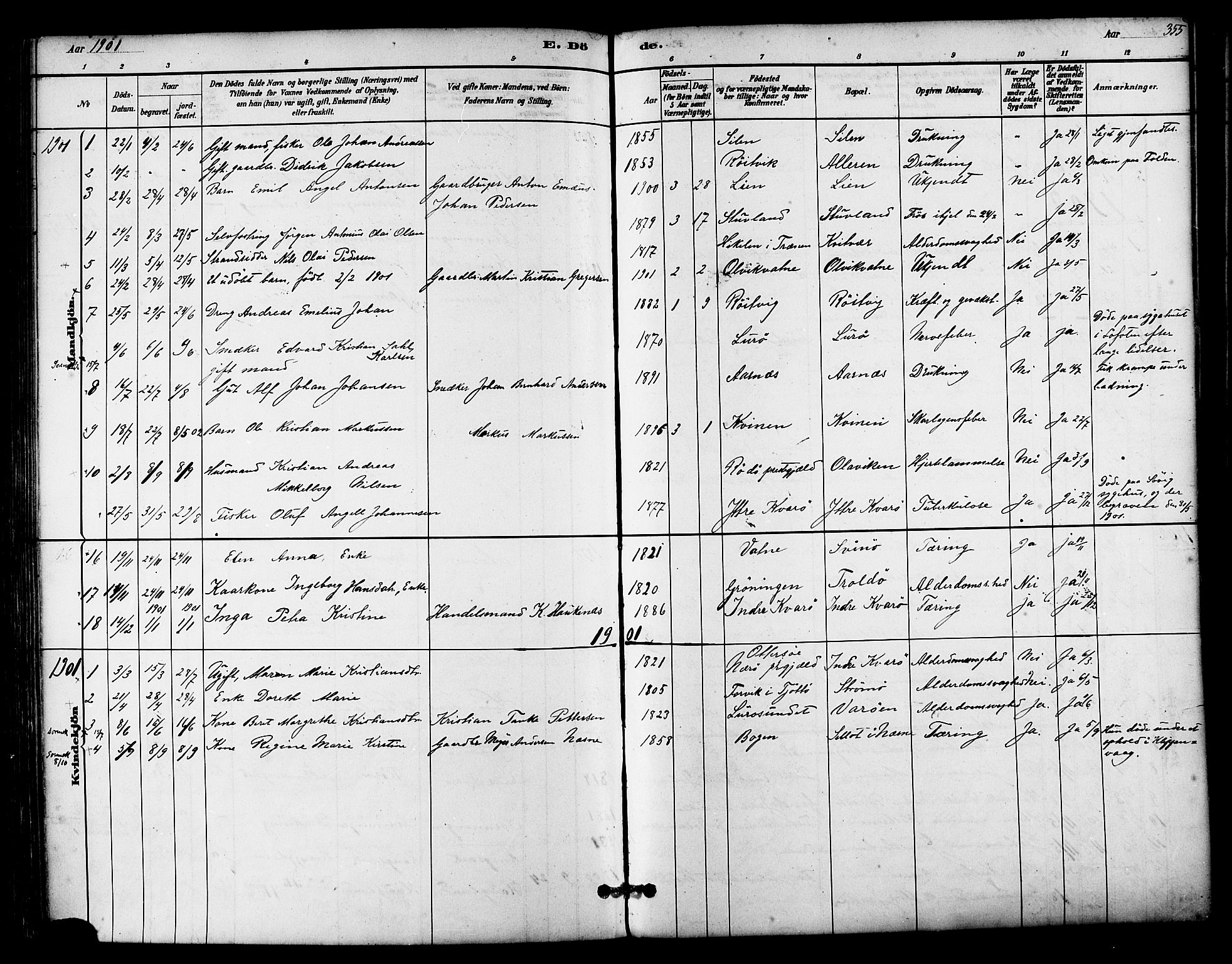 Ministerialprotokoller, klokkerbøker og fødselsregistre - Nordland, SAT/A-1459/839/L0568: Parish register (official) no. 839A05, 1880-1902, p. 355