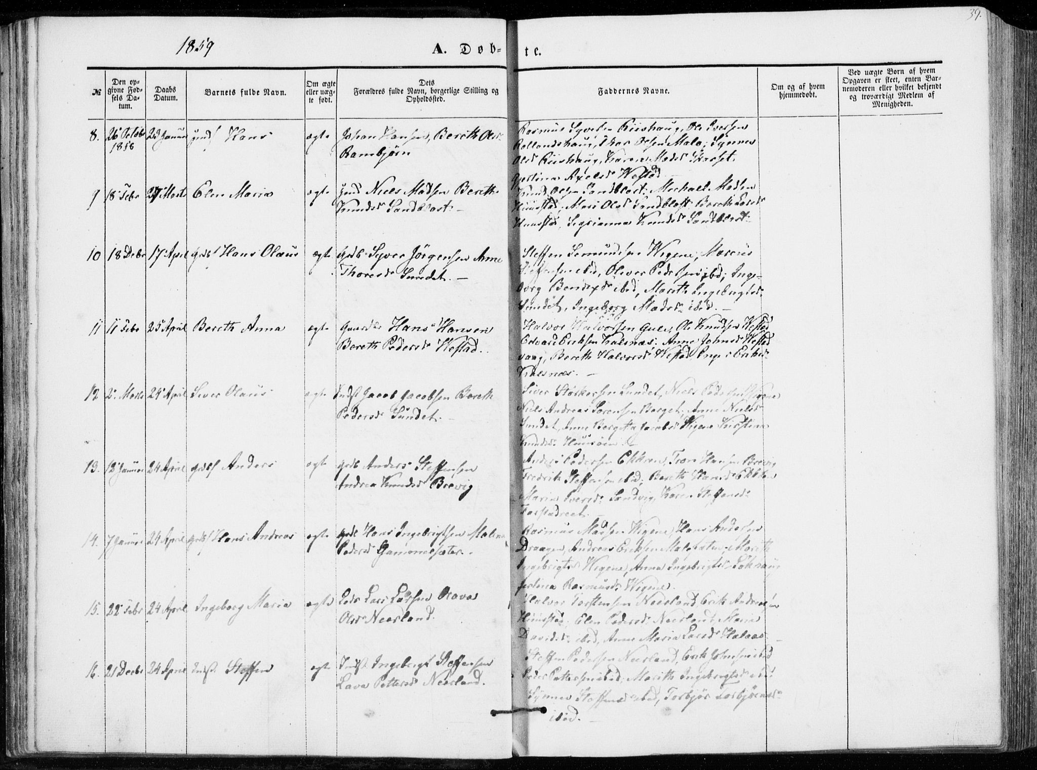 Ministerialprotokoller, klokkerbøker og fødselsregistre - Møre og Romsdal, AV/SAT-A-1454/566/L0767: Parish register (official) no. 566A06, 1852-1868, p. 39