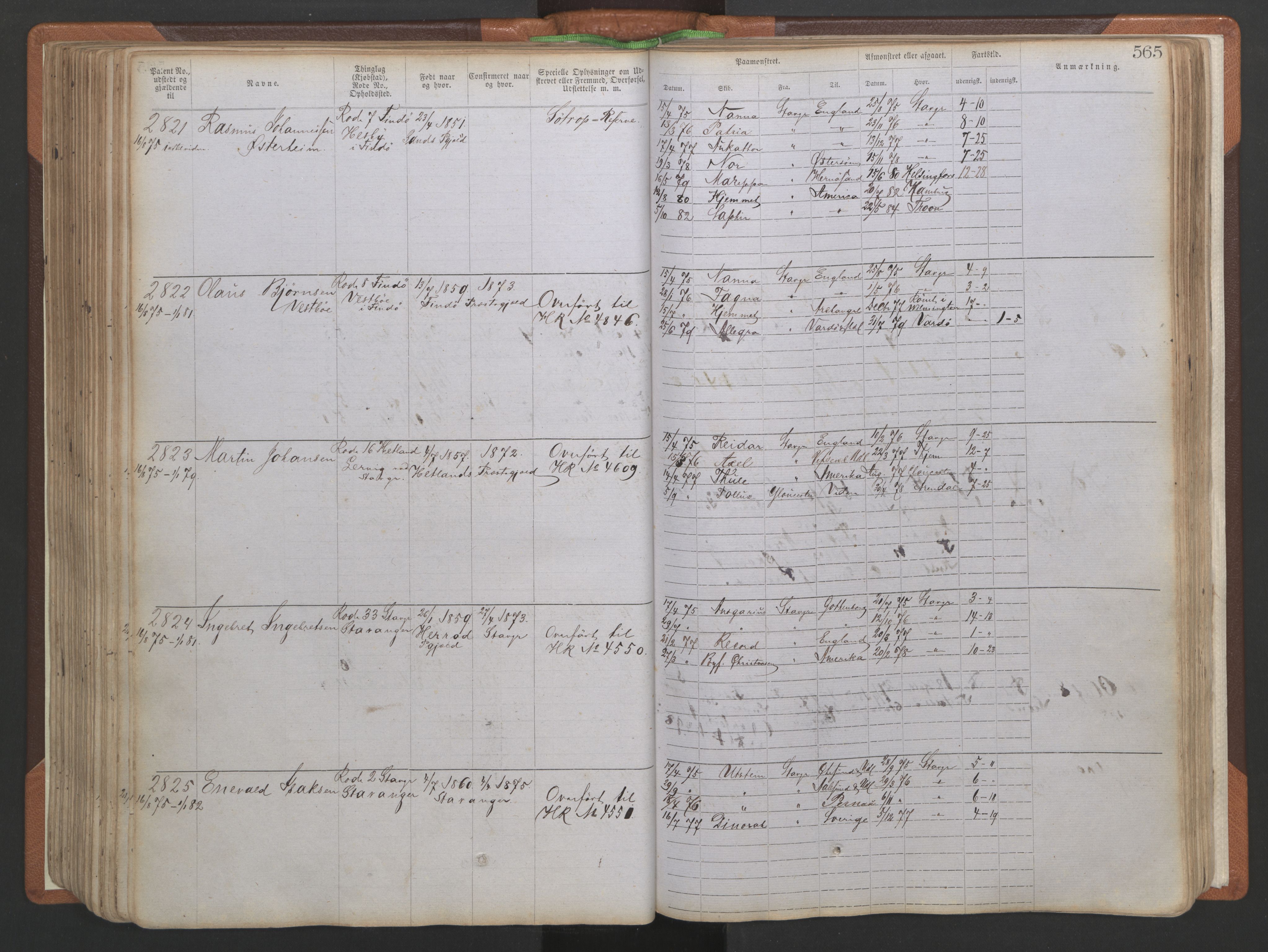 Stavanger sjømannskontor, SAST/A-102006/F/Ff/L0005: Annotasjonsrulle No 1, patentnr. 1786-3585 (del 2), 1872-1900, p. 212