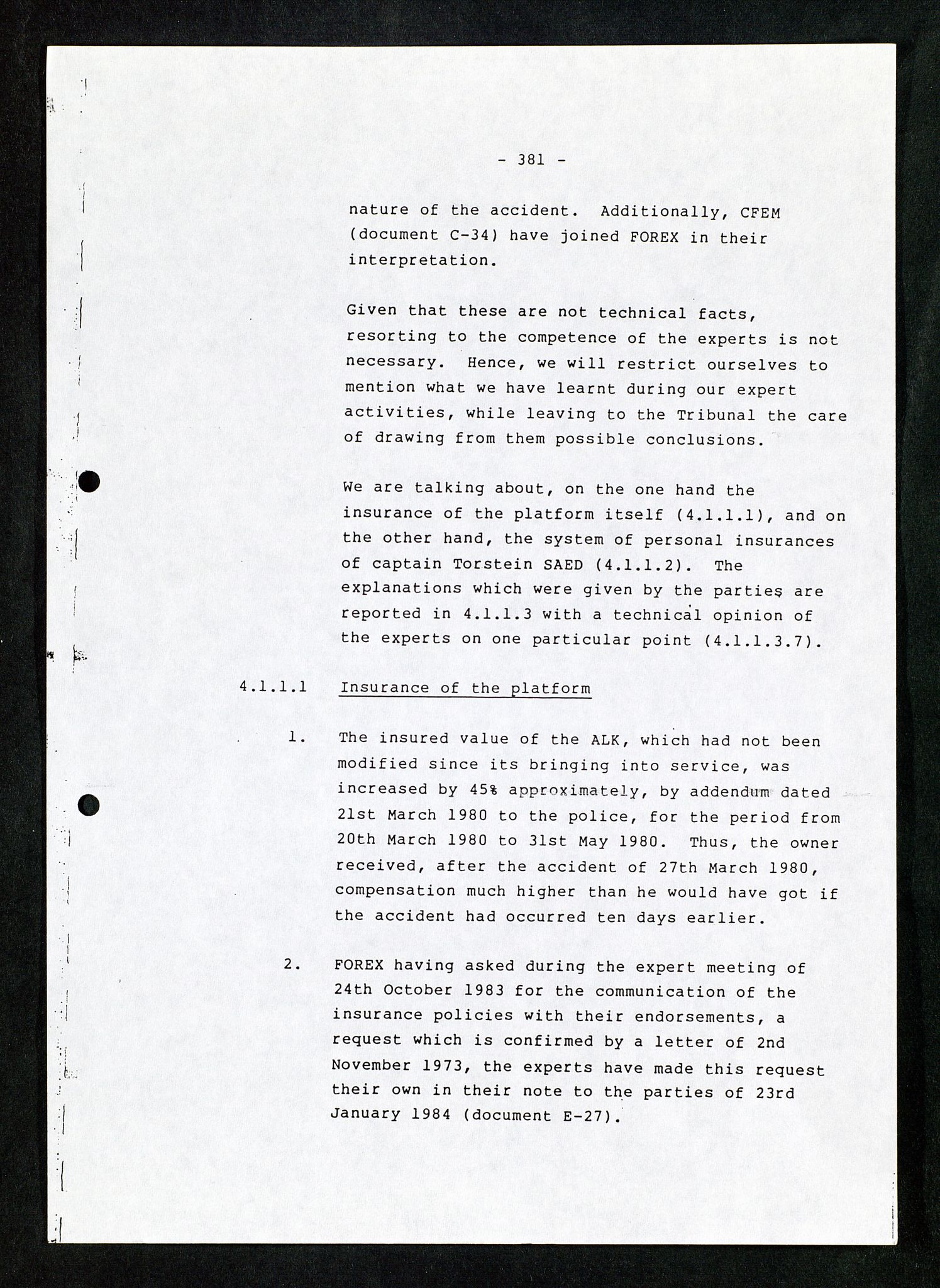 Pa 1503 - Stavanger Drilling AS, AV/SAST-A-101906/Da/L0007: Alexander L. Kielland - Rettssak i Paris, 1982-1988, p. 381