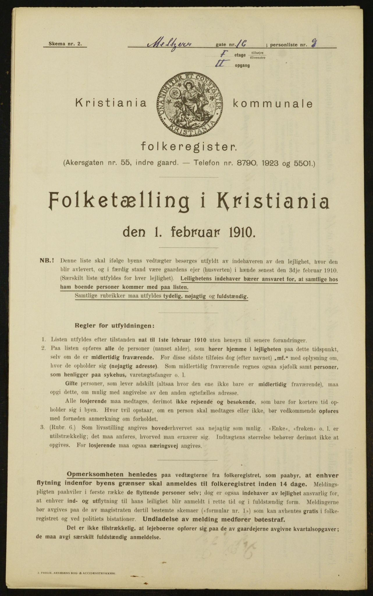 OBA, Municipal Census 1910 for Kristiania, 1910, p. 63195