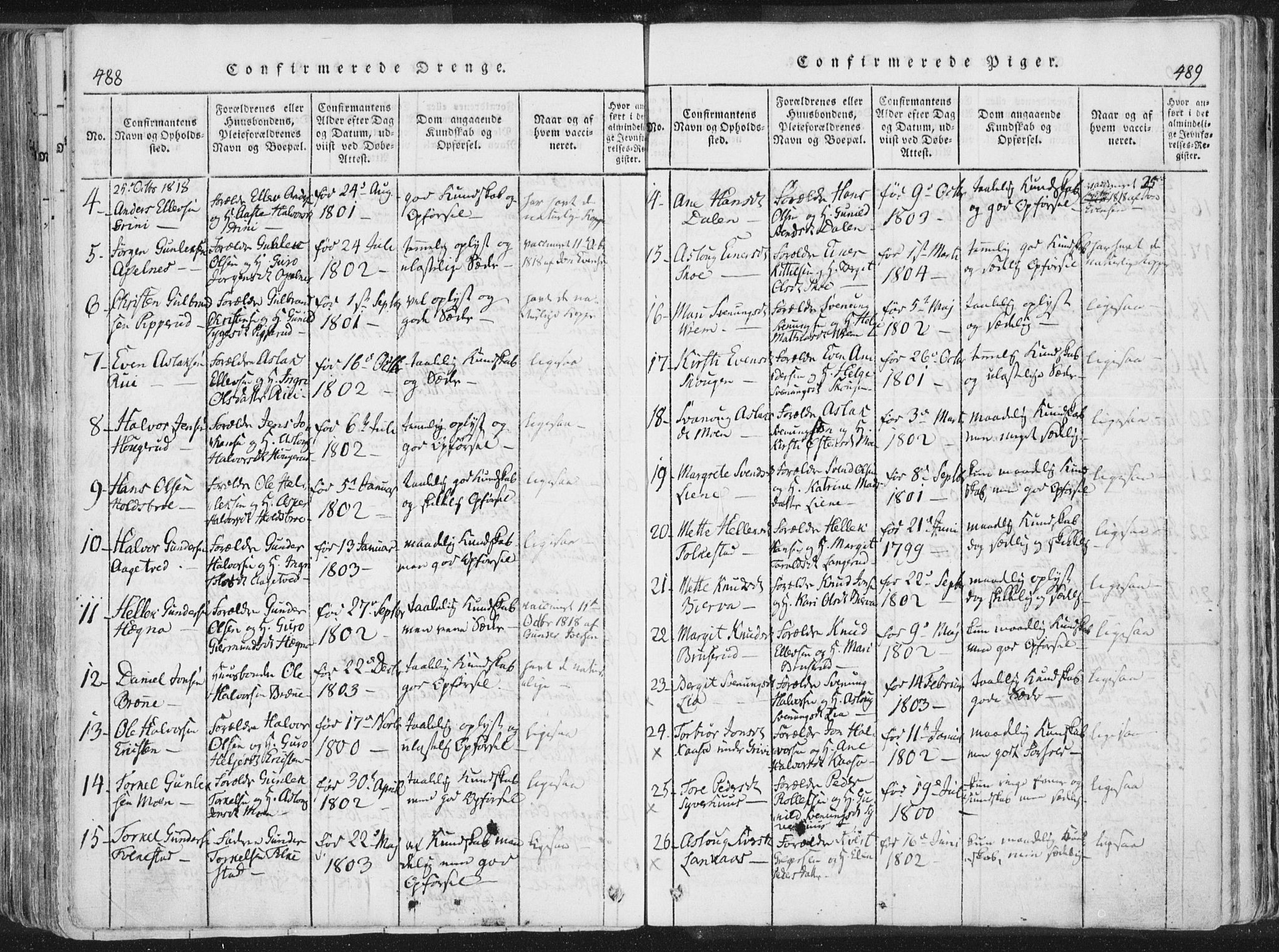 Bø kirkebøker, SAKO/A-257/F/Fa/L0006: Parish register (official) no. 6, 1815-1831, p. 488-489