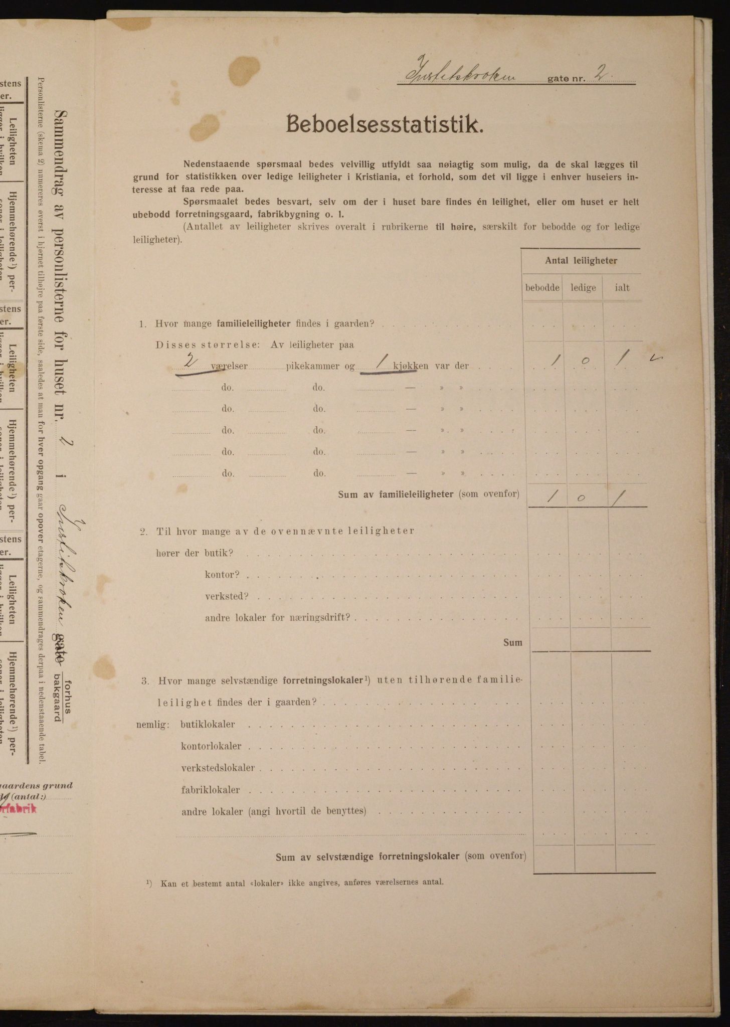 OBA, Municipal Census 1910 for Kristiania, 1910, p. 46302