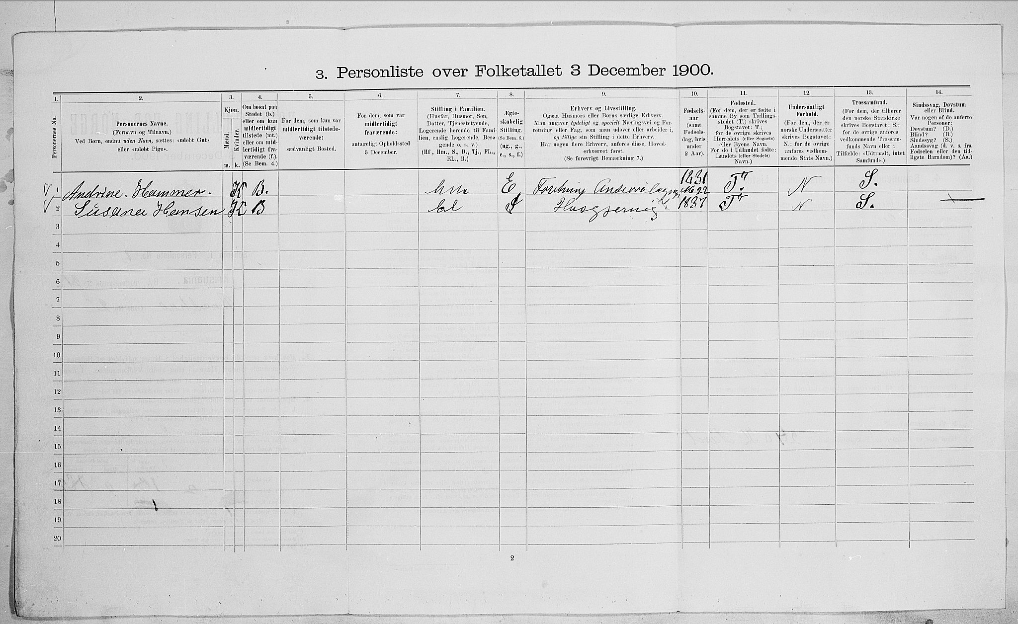 SAO, 1900 census for Kristiania, 1900, p. 73485