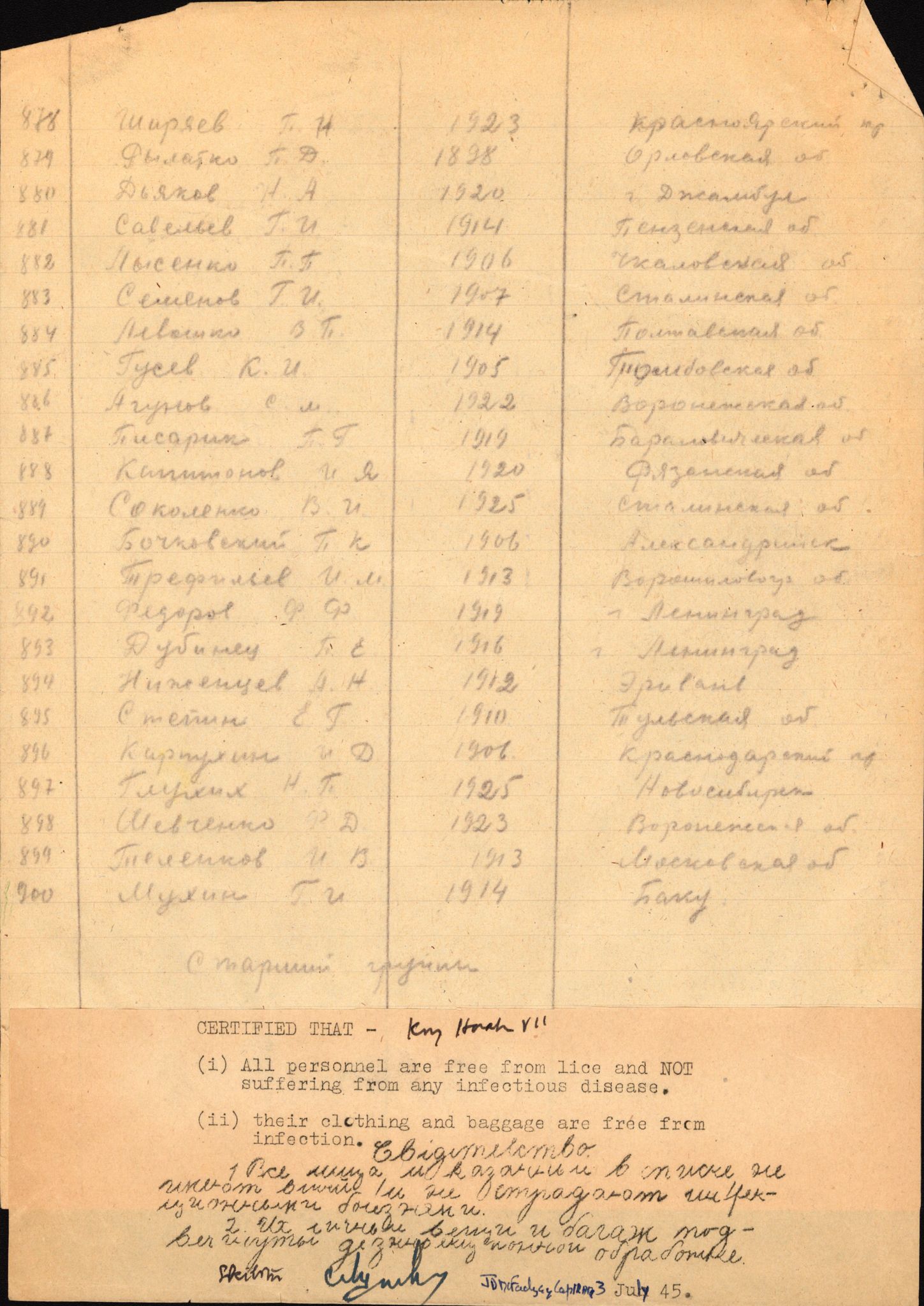 Flyktnings- og fangedirektoratet, Repatrieringskontoret, AV/RA-S-1681/D/Db/L0024: Displaced Persons (DPs) og sivile tyskere, 1945-1948, p. 84