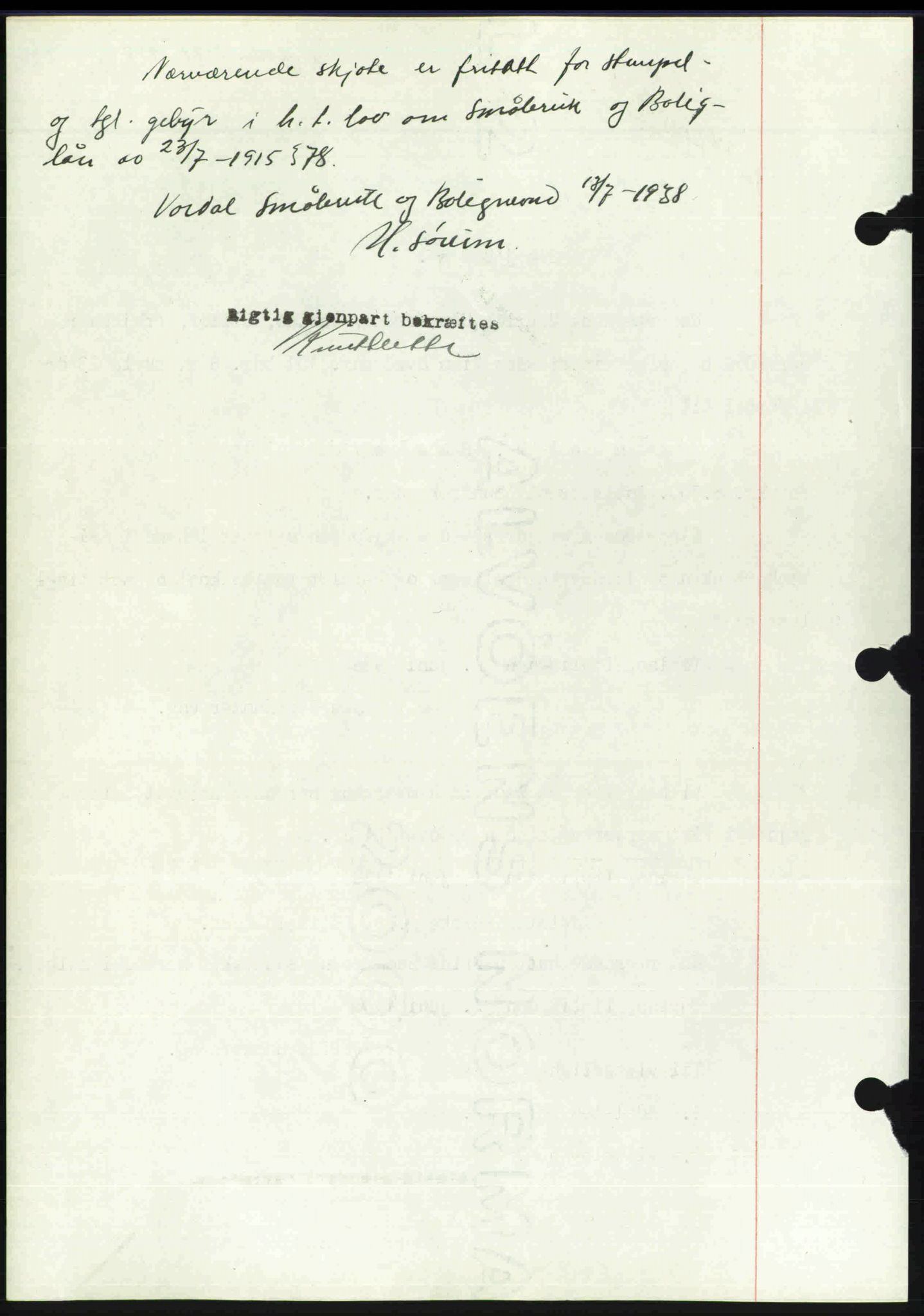 Toten tingrett, SAH/TING-006/H/Hb/Hbc/L0004: Mortgage book no. Hbc-04, 1938-1938, Diary no: : 1429/1938