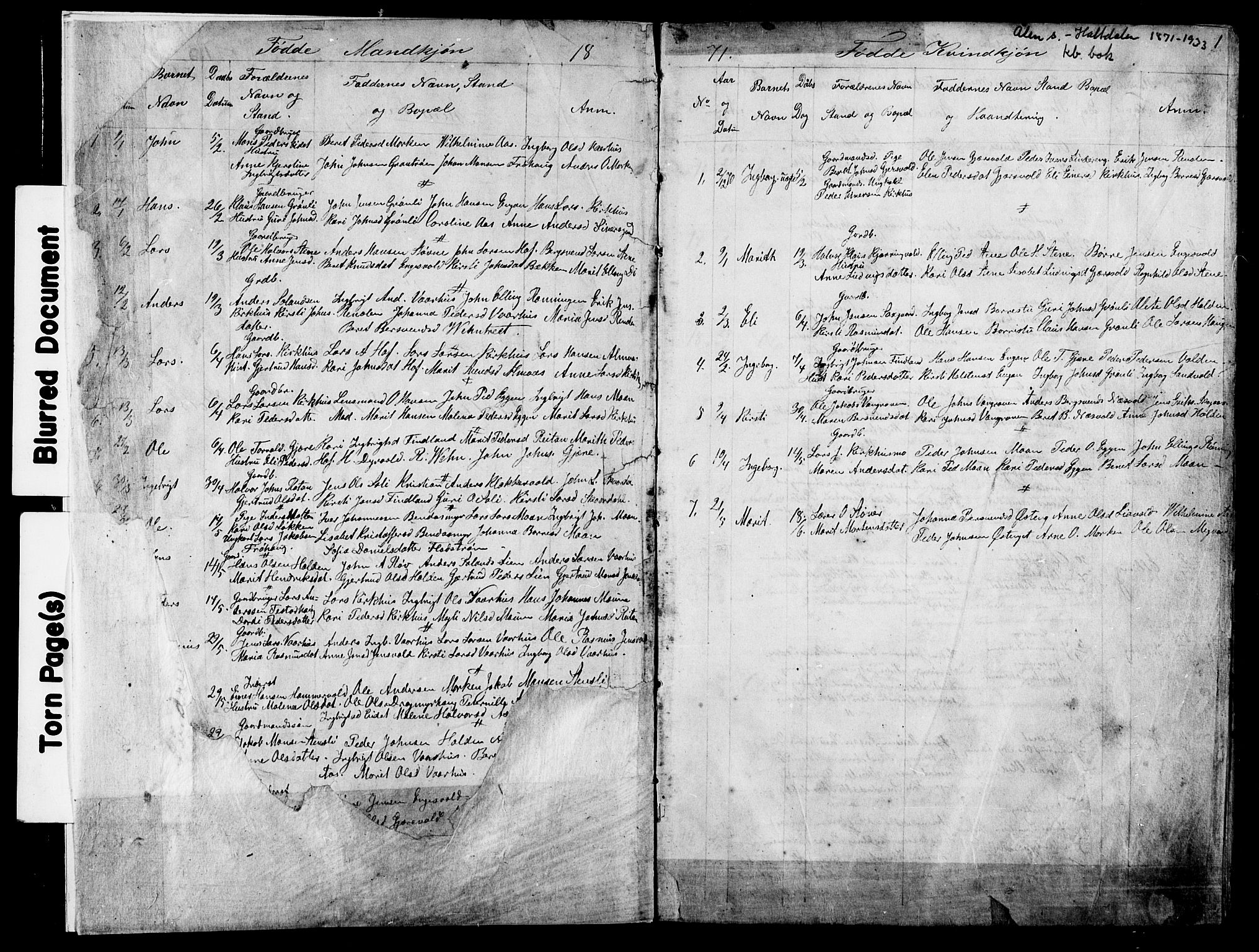 Ministerialprotokoller, klokkerbøker og fødselsregistre - Sør-Trøndelag, SAT/A-1456/686/L0985: Parish register (copy) no. 686C01, 1871-1933, p. 1