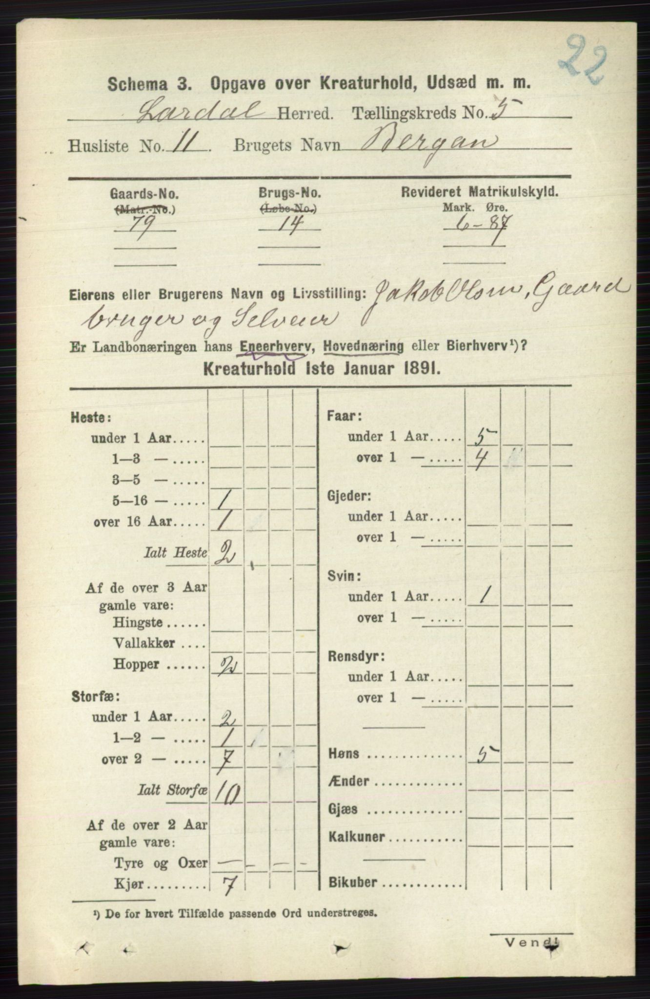 RA, 1891 census for 0728 Lardal, 1891, p. 4059