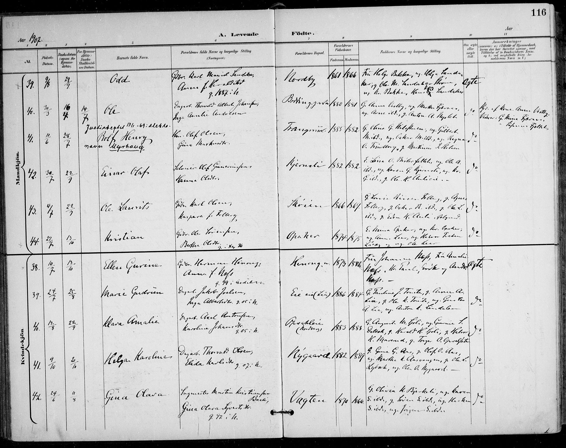 Nes prestekontor Kirkebøker, AV/SAO-A-10410/F/Fa/L0011: Parish register (official) no. I 11, 1899-1918, p. 116