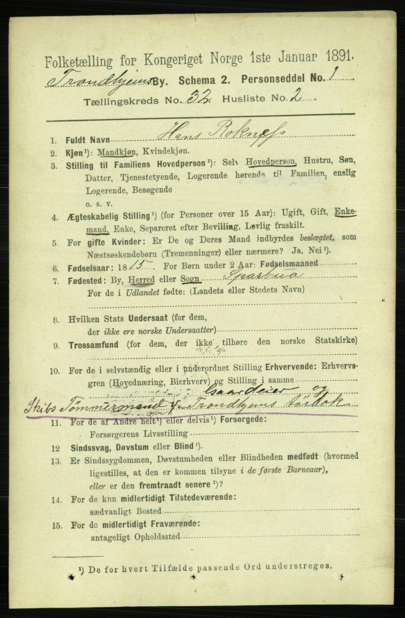 RA, 1891 census for 1601 Trondheim, 1891, p. 23945