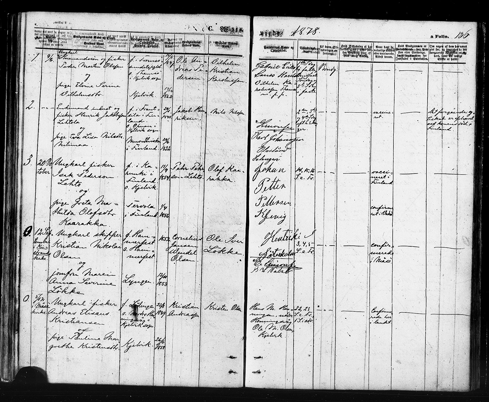 Måsøy sokneprestkontor, AV/SATØ-S-1348/H/Ha/L0006kirke: Parish register (official) no. 6, 1861-1886, p. 136
