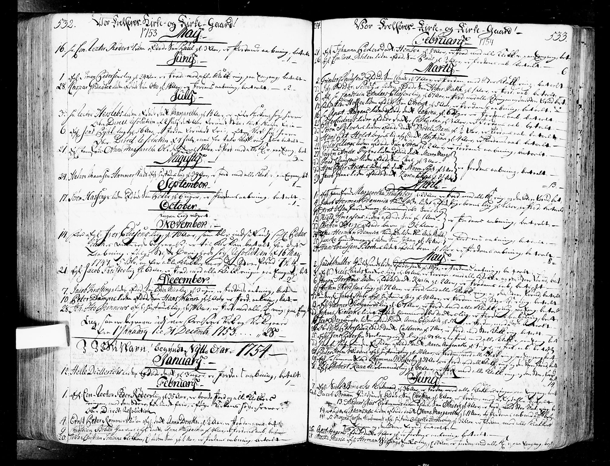 Oslo domkirke Kirkebøker, AV/SAO-A-10752/F/Fa/L0004: Parish register (official) no. 4, 1743-1786, p. 532-533