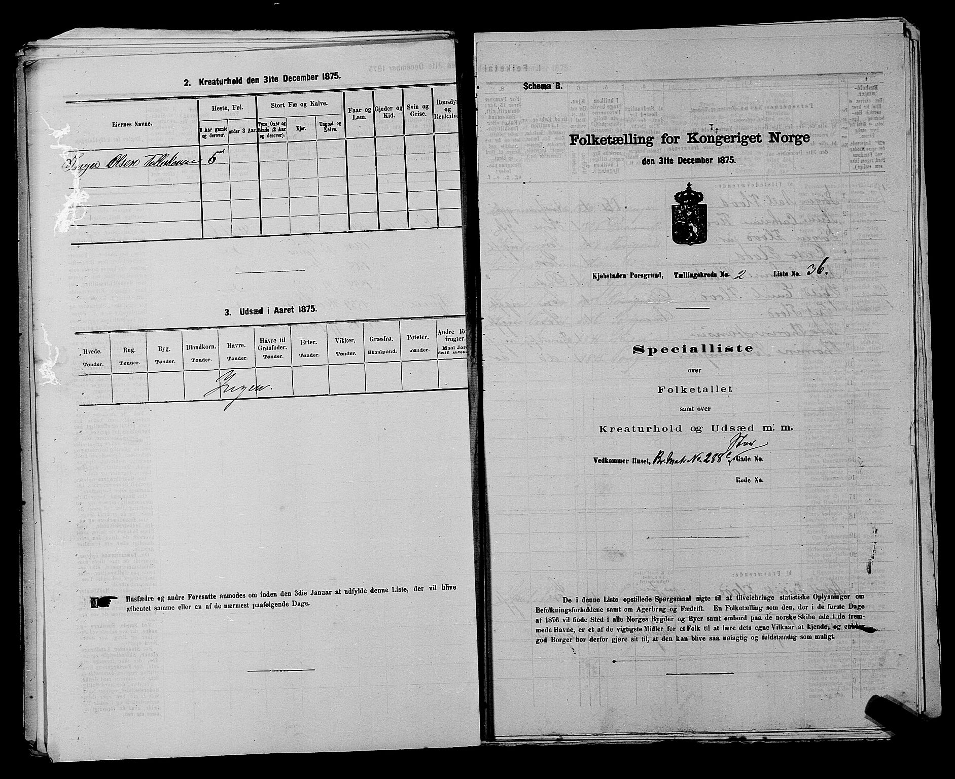 SAKO, 1875 census for 0805P Porsgrunn, 1875, p. 105