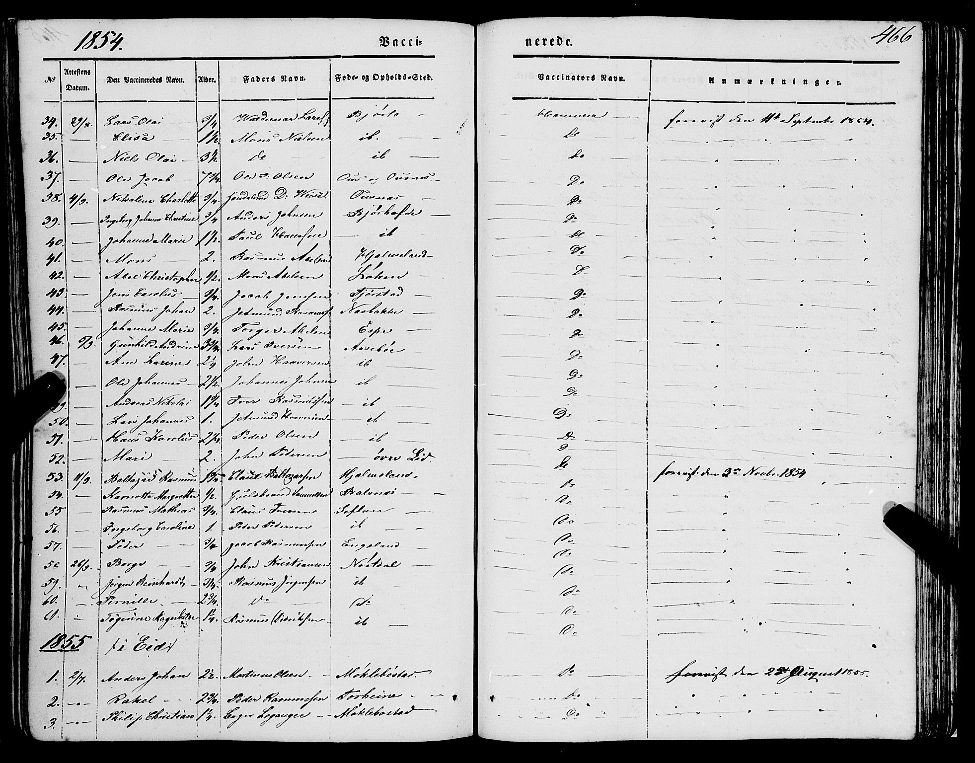 Eid sokneprestembete, SAB/A-82301/H/Haa/Haaa/L0007: Parish register (official) no. A 7, 1844-1858, p. 466