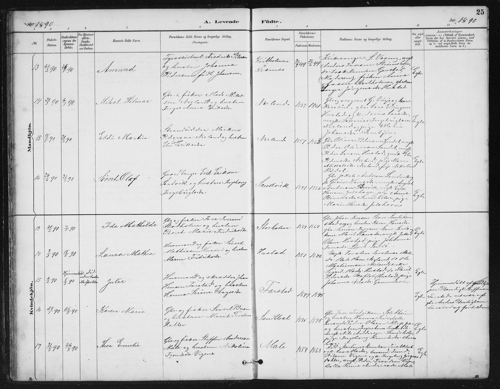 Ministerialprotokoller, klokkerbøker og fødselsregistre - Møre og Romsdal, AV/SAT-A-1454/567/L0783: Parish register (copy) no. 567C03, 1887-1903, p. 25