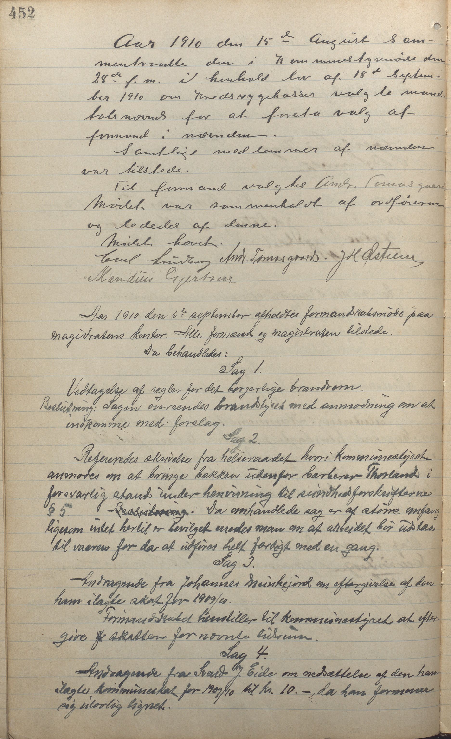 Kopervik Kommune - Formannskapet og Bystyret, IKAR/K-102468/A/Aa/L0003: Møtebok, 1894-1912, p. 452