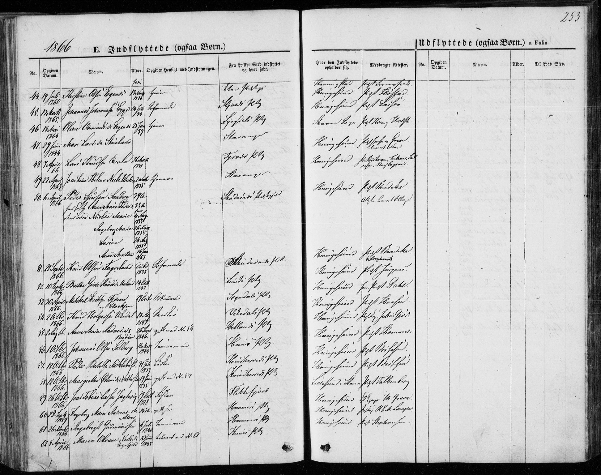 Torvastad sokneprestkontor, AV/SAST-A -101857/H/Ha/Haa/L0011: Parish register (official) no. A 11, 1857-1866, p. 253