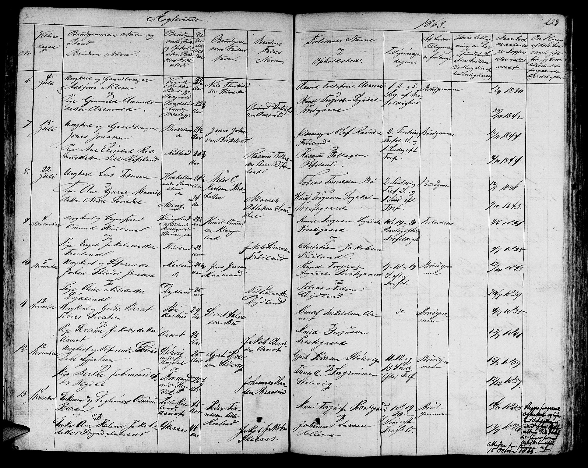 Sokndal sokneprestkontor, AV/SAST-A-101808: Parish register (copy) no. B 2, 1849-1865, p. 223