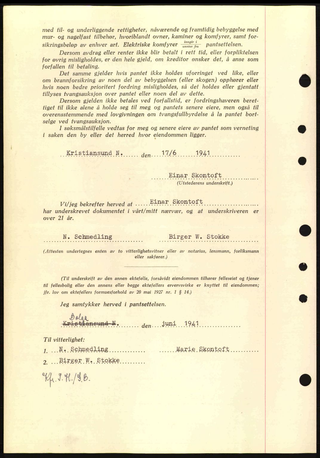 Nordmøre sorenskriveri, AV/SAT-A-4132/1/2/2Ca: Mortgage book no. B88, 1941-1942, Diary no: : 1108/1941