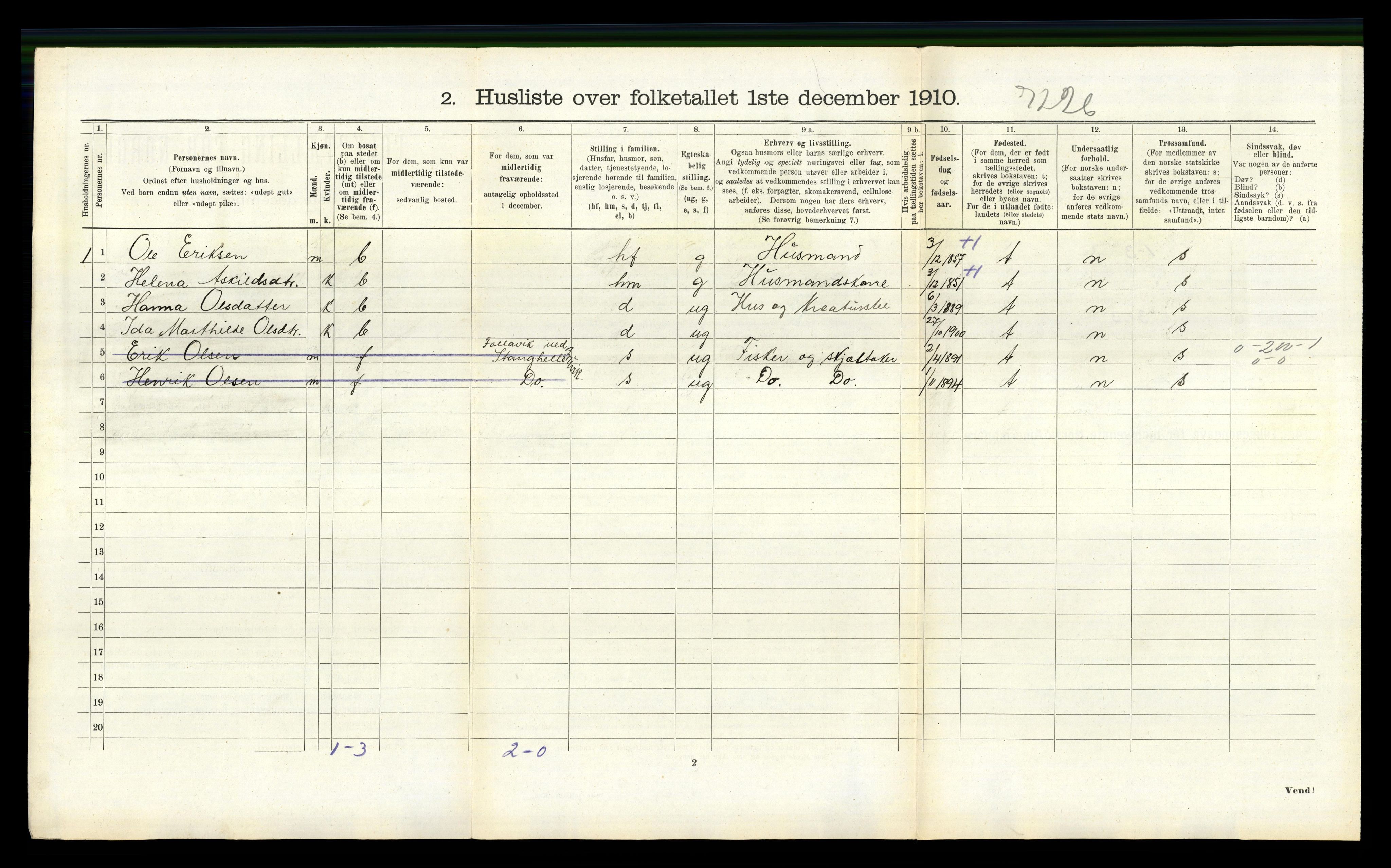 RA, 1910 census for Bruvik, 1910, p. 831