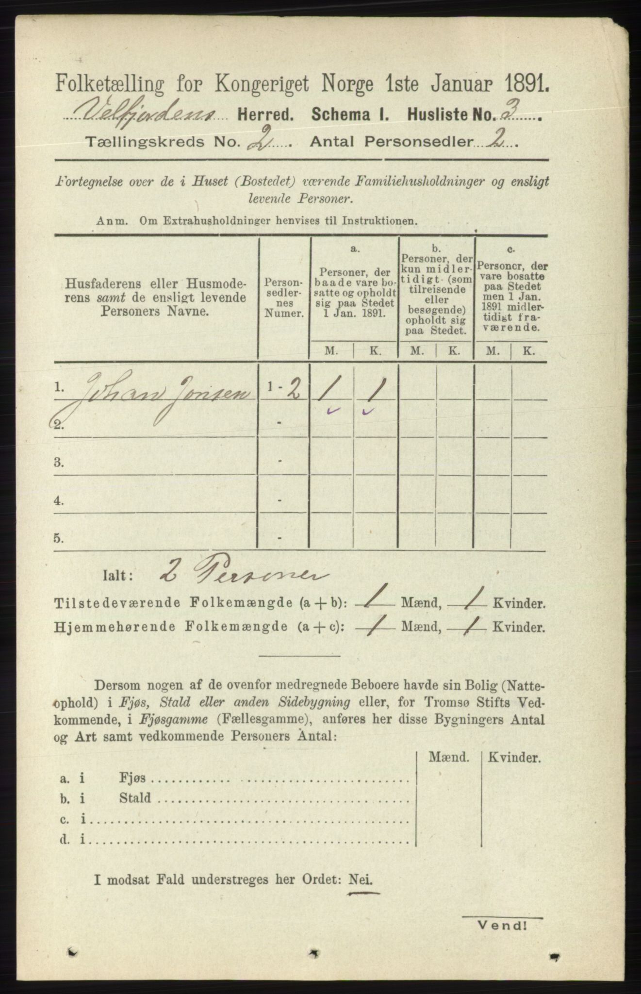 RA, 1891 census for 1813 Velfjord, 1891, p. 482