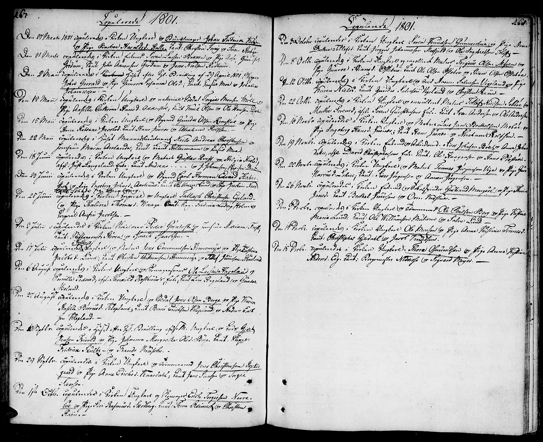 Kristiansand domprosti, SAK/1112-0006/F/Fa/L0005: Parish register (official) no. A 5, 1776-1818, p. 167-168