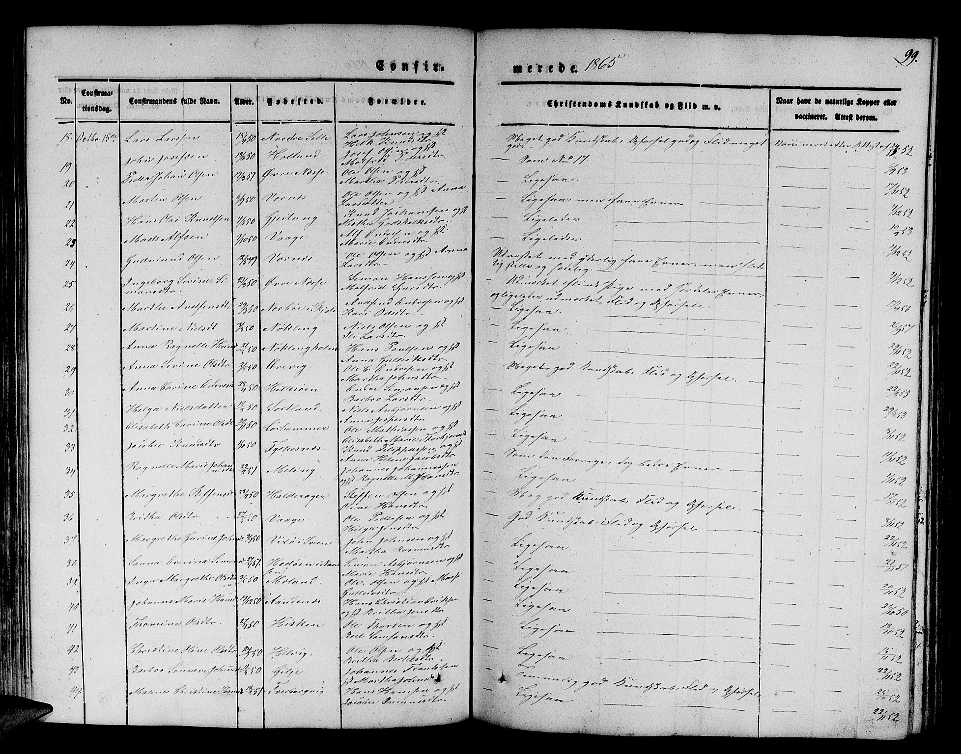 Finnås sokneprestembete, SAB/A-99925/H/Ha/Hab/Habb/L0001: Parish register (copy) no. B 1, 1851-1870, p. 99