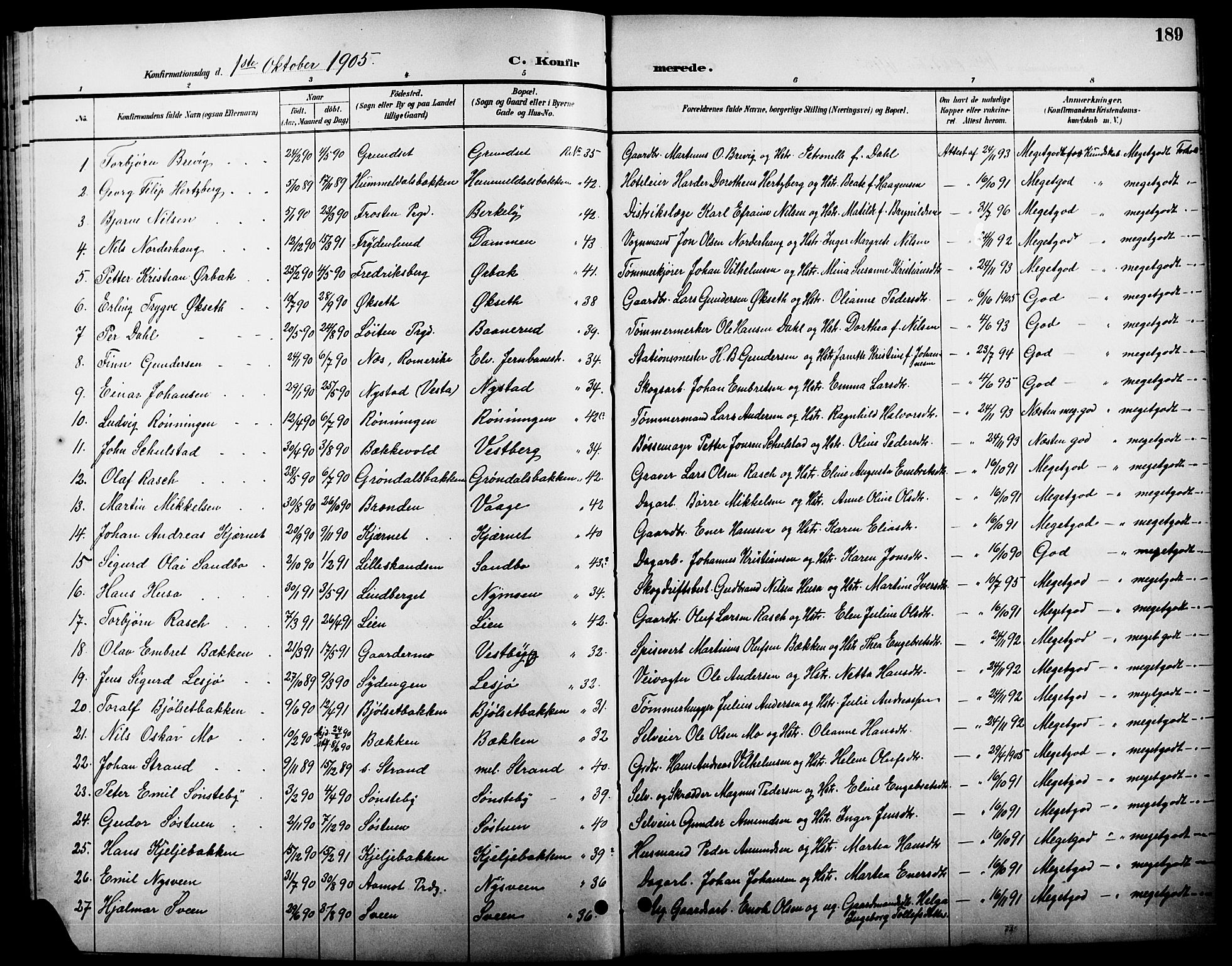 Elverum prestekontor, AV/SAH-PREST-044/H/Ha/Hab/L0005: Parish register (copy) no. 5, 1896-1915, p. 189