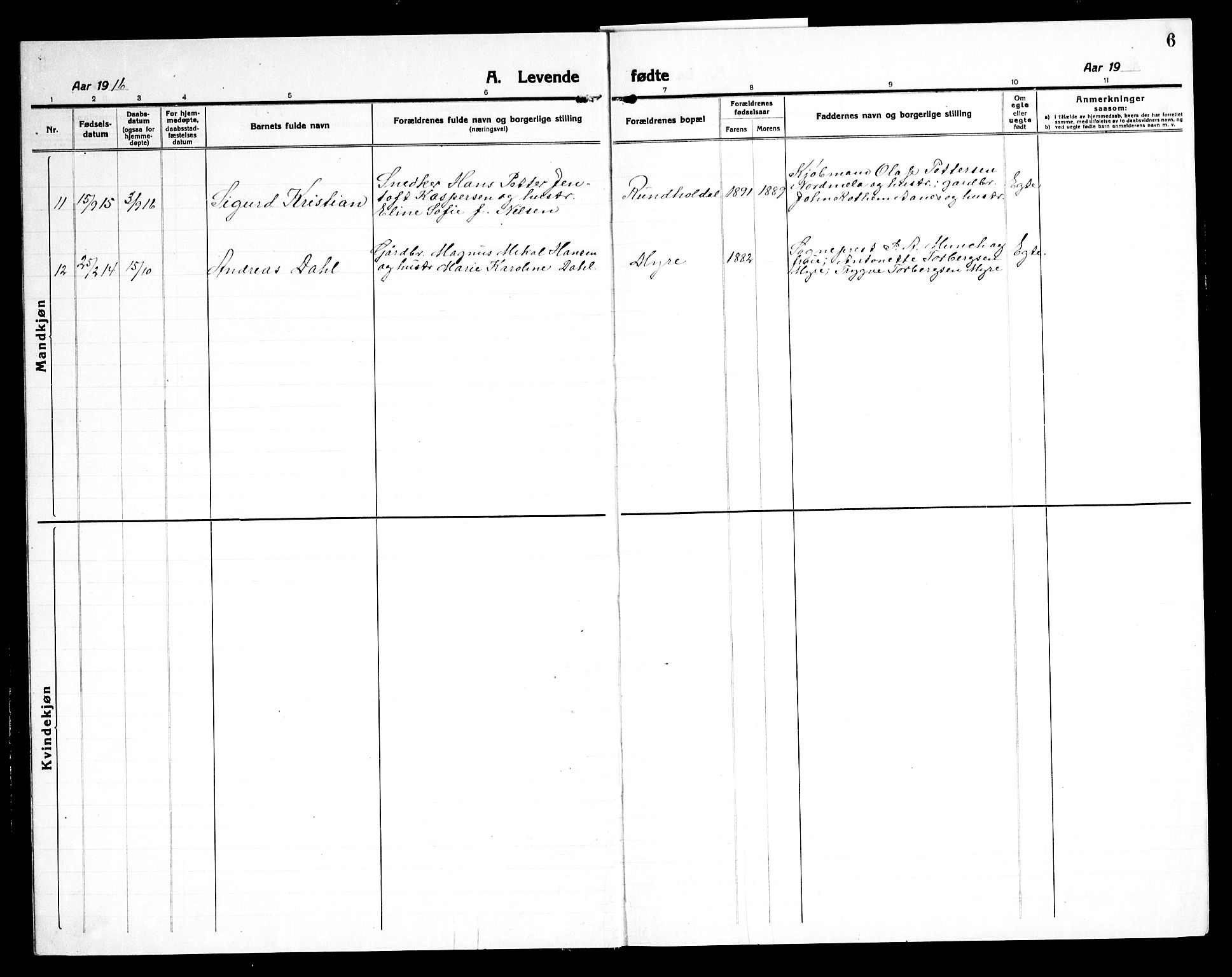 Ministerialprotokoller, klokkerbøker og fødselsregistre - Nordland, AV/SAT-A-1459/897/L1415: Parish register (copy) no. 897C05, 1916-1945, p. 6