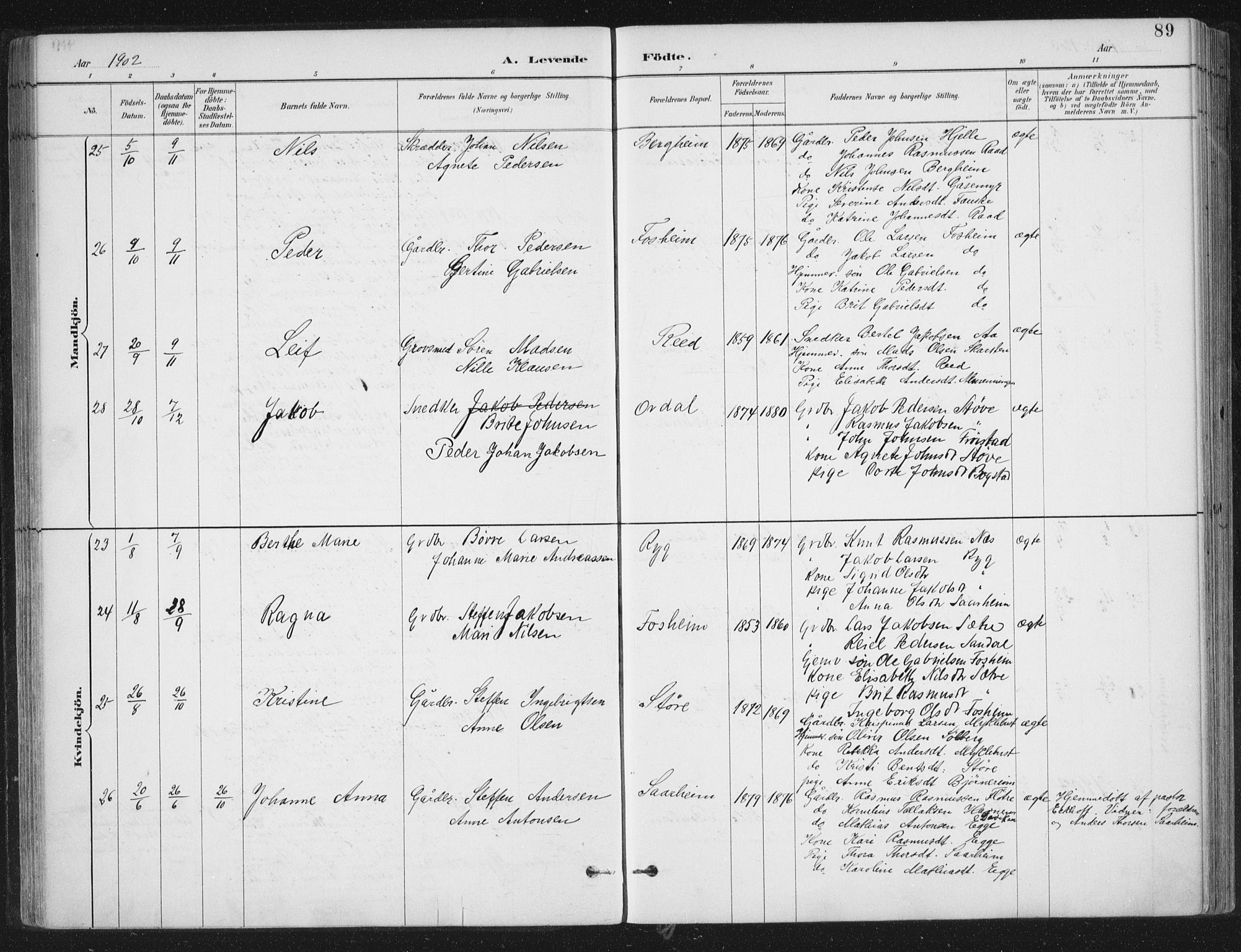 Gloppen sokneprestembete, AV/SAB-A-80101/H/Haa/Haac/L0002: Parish register (official) no. C  2, 1887-1904, p. 89