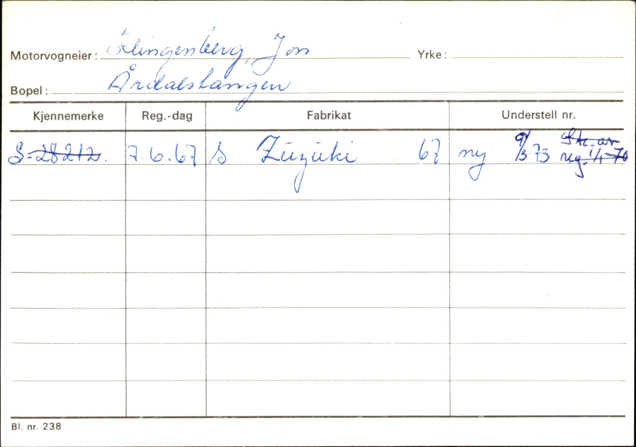 Statens vegvesen, Sogn og Fjordane vegkontor, AV/SAB-A-5301/4/F/L0145: Registerkort Vågsøy S-Å. Årdal I-P, 1945-1975, p. 1164