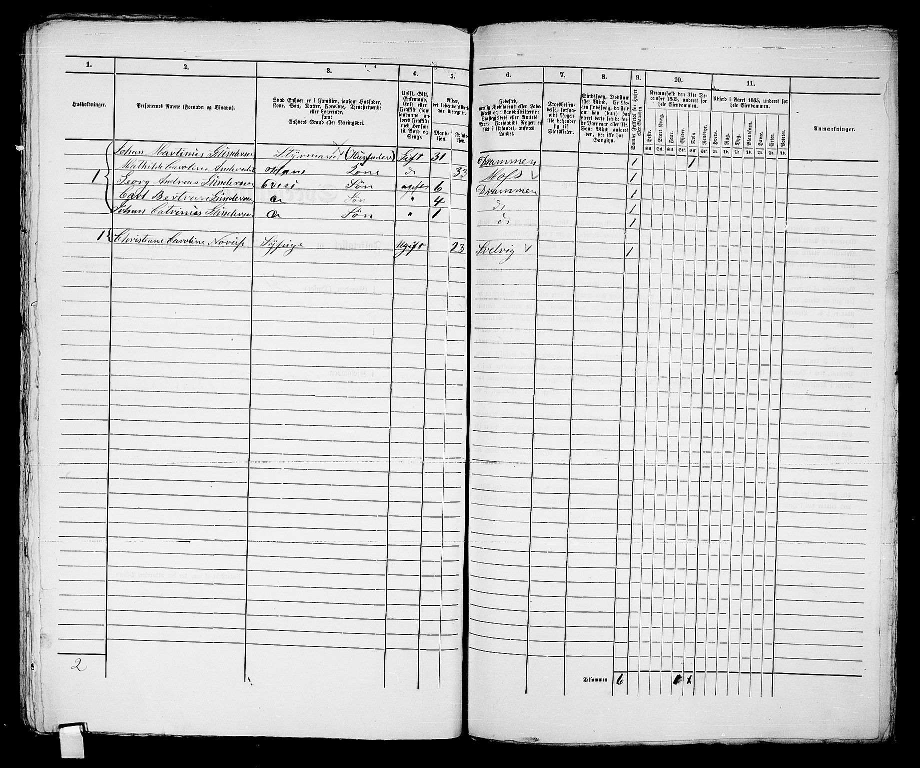 RA, 1865 census for Strømsø in Drammen, 1865, p. 524