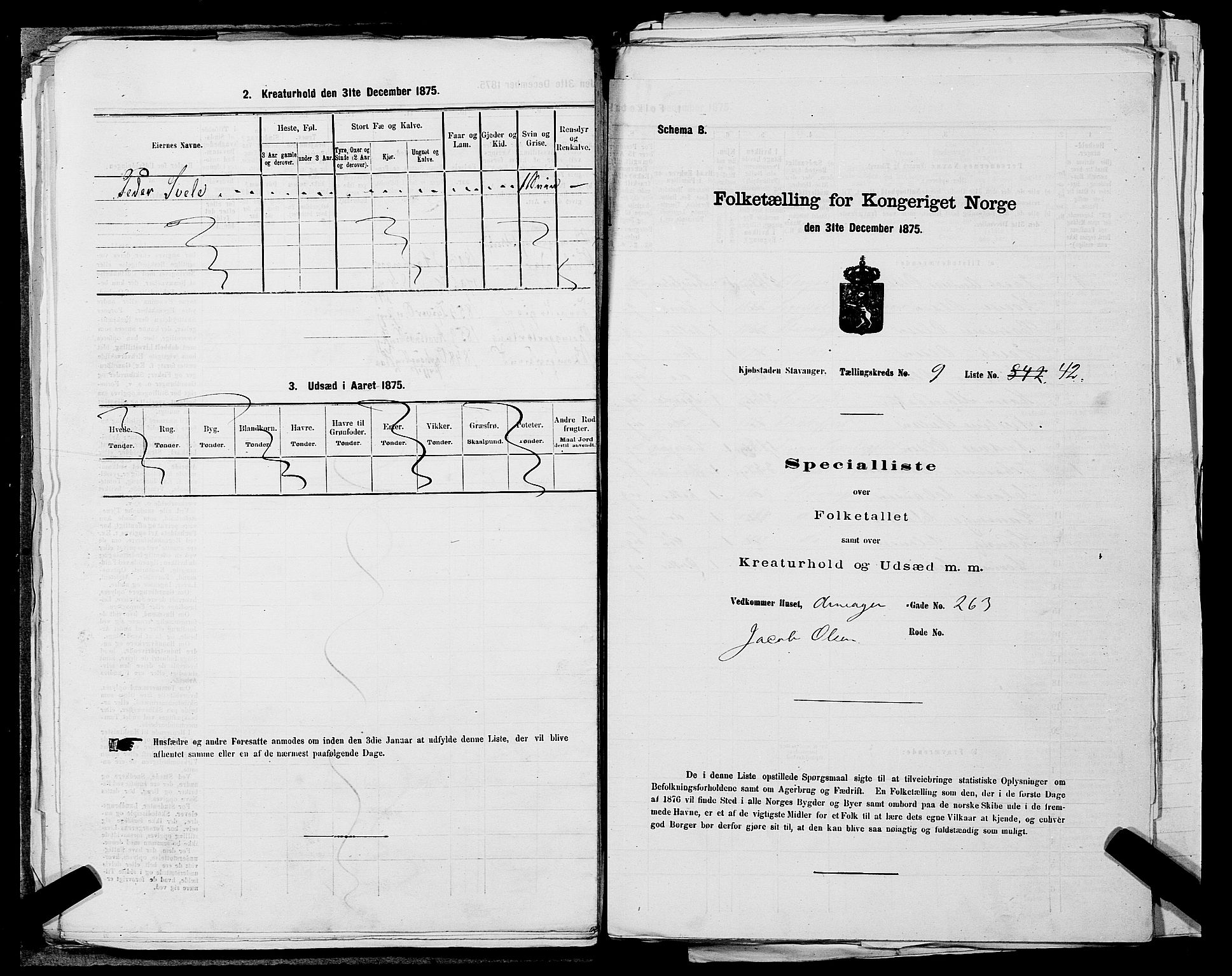 SAST, 1875 census for 1103 Stavanger, 1875, p. 1683