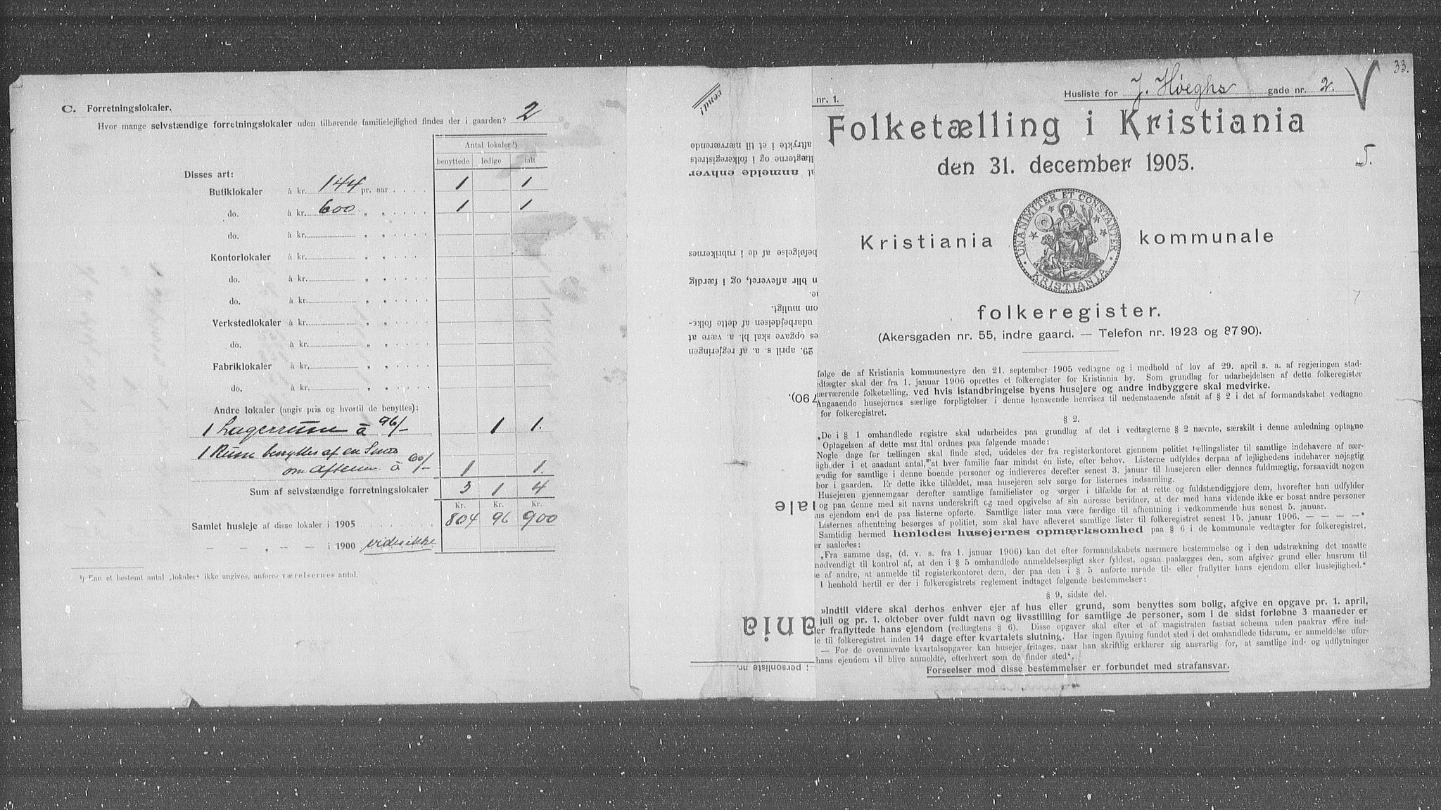 OBA, Municipal Census 1905 for Kristiania, 1905, p. 24991