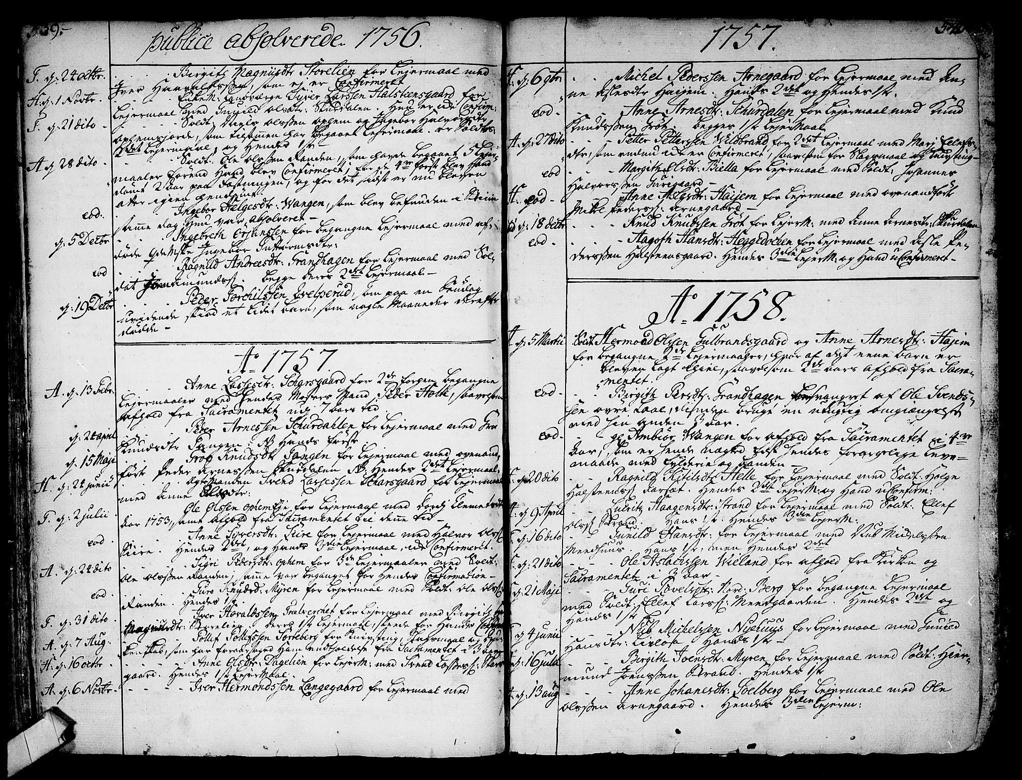 Ål kirkebøker, AV/SAKO-A-249/F/Fa/L0001: Parish register (official) no. I 1, 1744-1769, p. 539-540