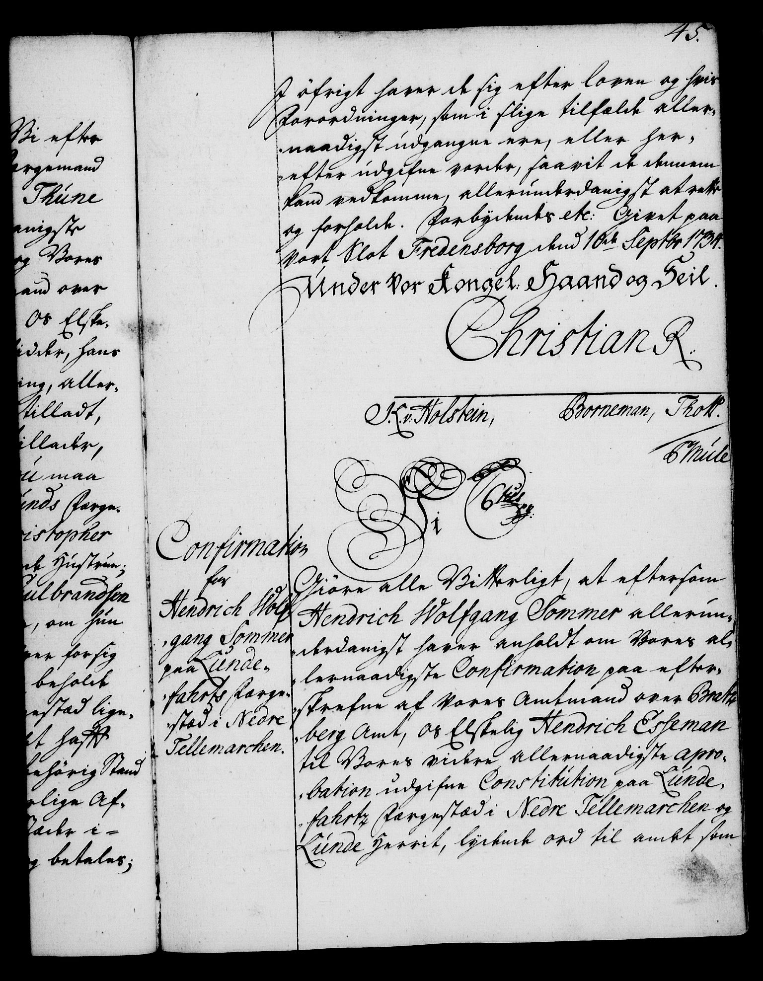 Rentekammeret, Kammerkanselliet, AV/RA-EA-3111/G/Gg/Gga/L0004: Norsk ekspedisjonsprotokoll med register (merket RK 53.4), 1734-1741, p. 45