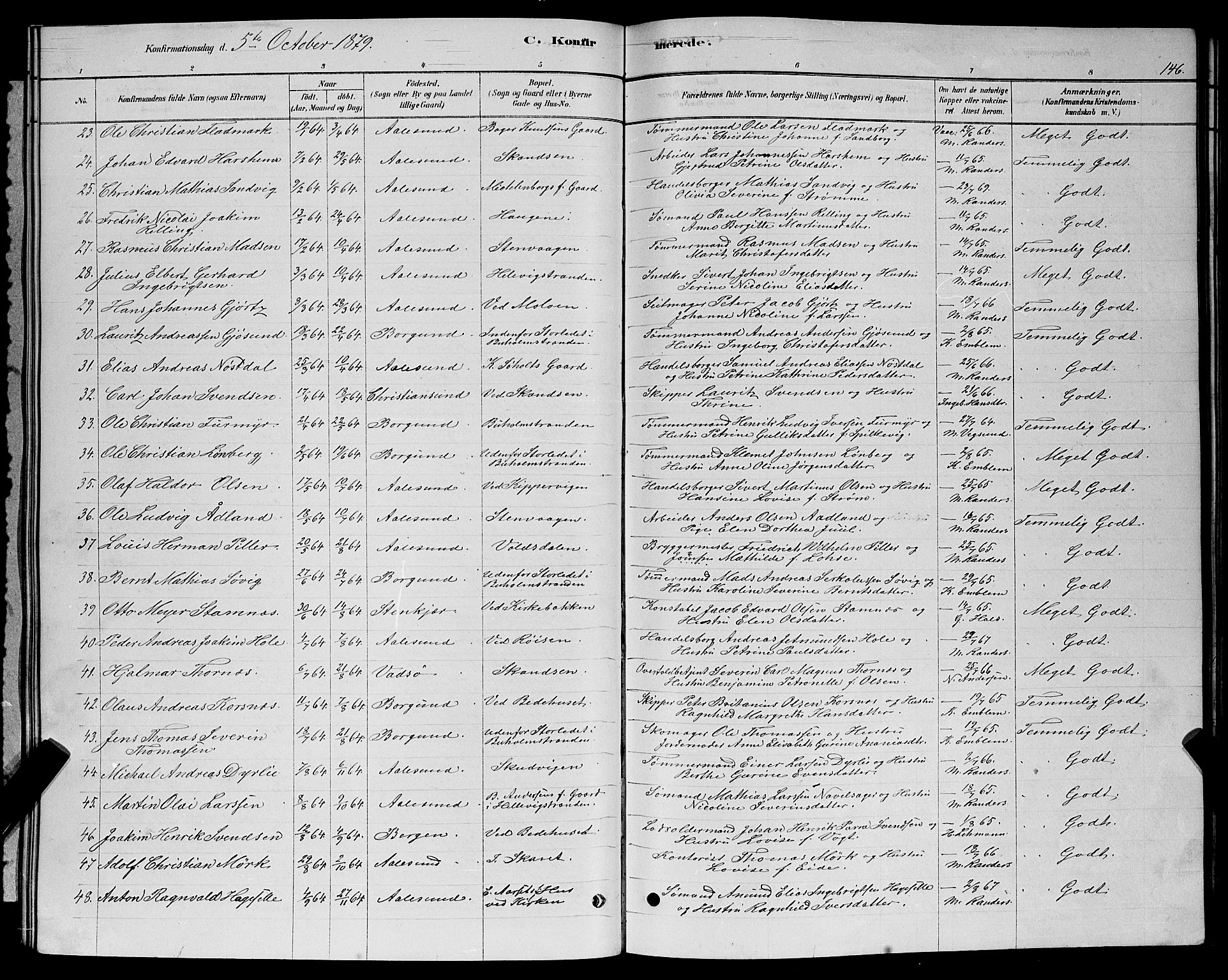 Ministerialprotokoller, klokkerbøker og fødselsregistre - Møre og Romsdal, SAT/A-1454/529/L0466: Parish register (copy) no. 529C03, 1878-1888, p. 146