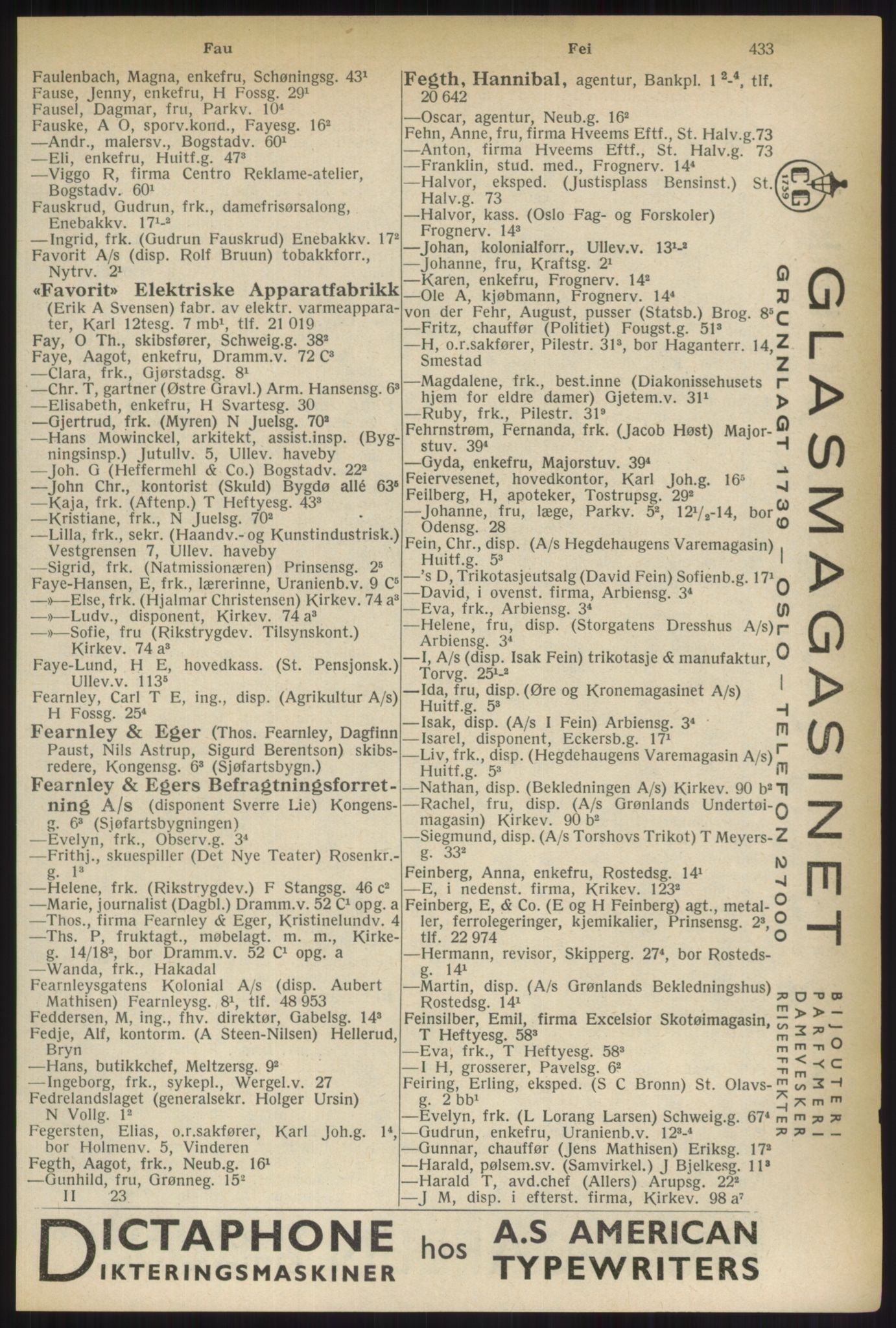 Kristiania/Oslo adressebok, PUBL/-, 1937, p. 433