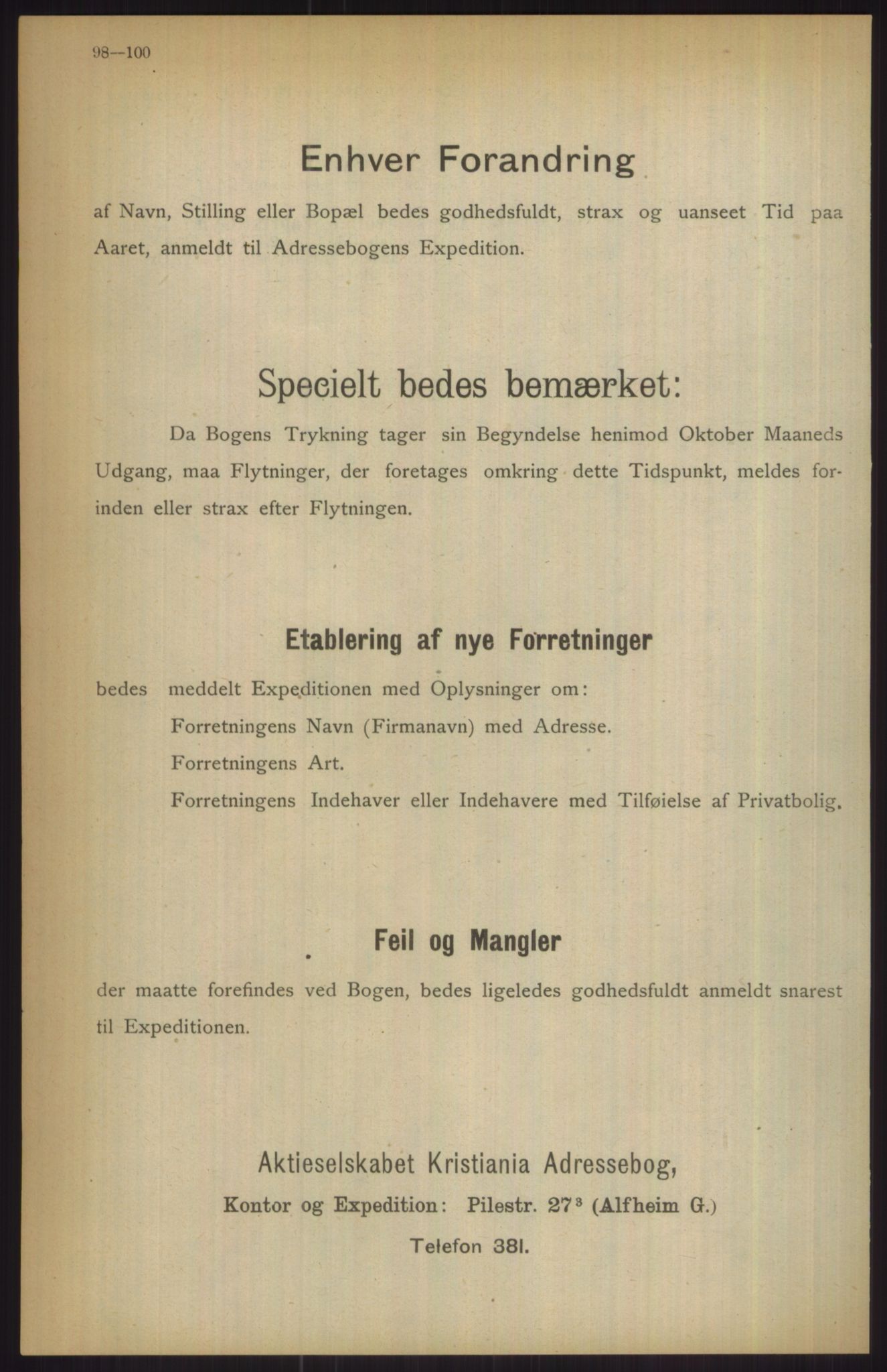 Kristiania/Oslo adressebok, PUBL/-, 1911, p. 98