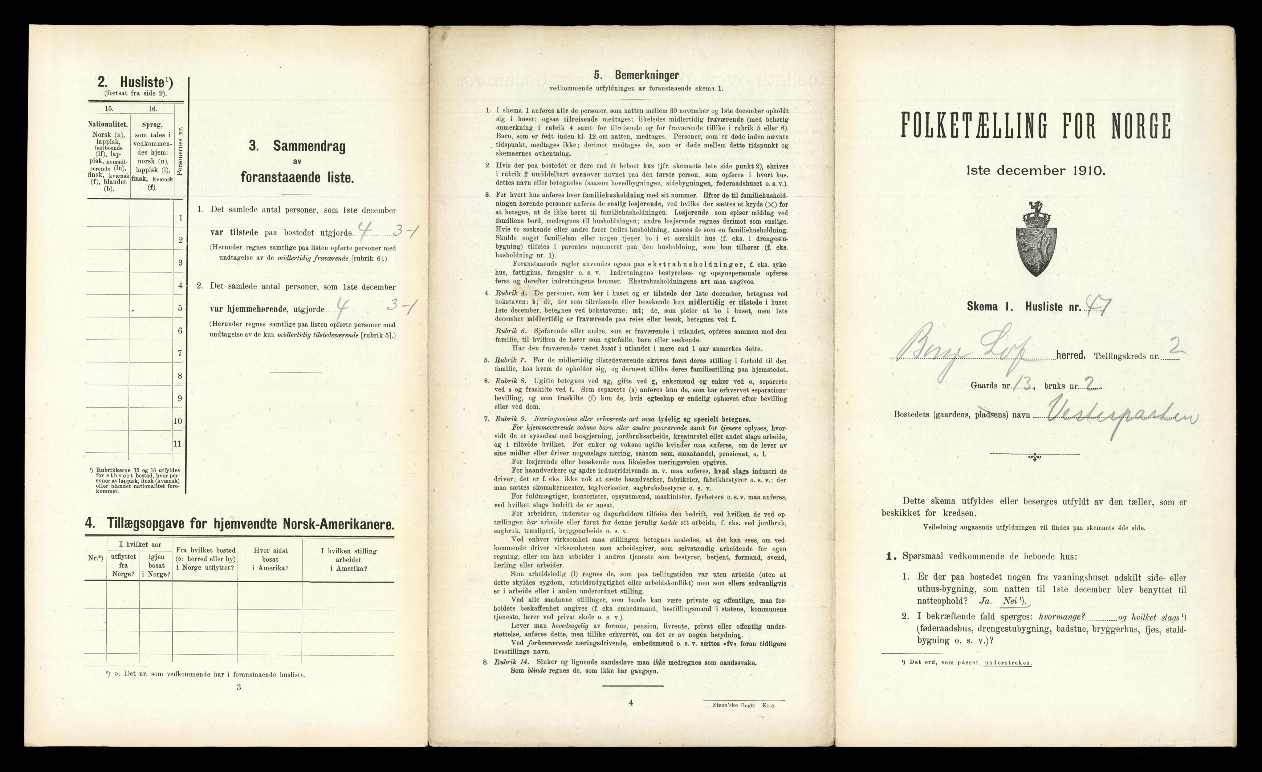 RA, 1910 census for Borge, 1910, p. 261