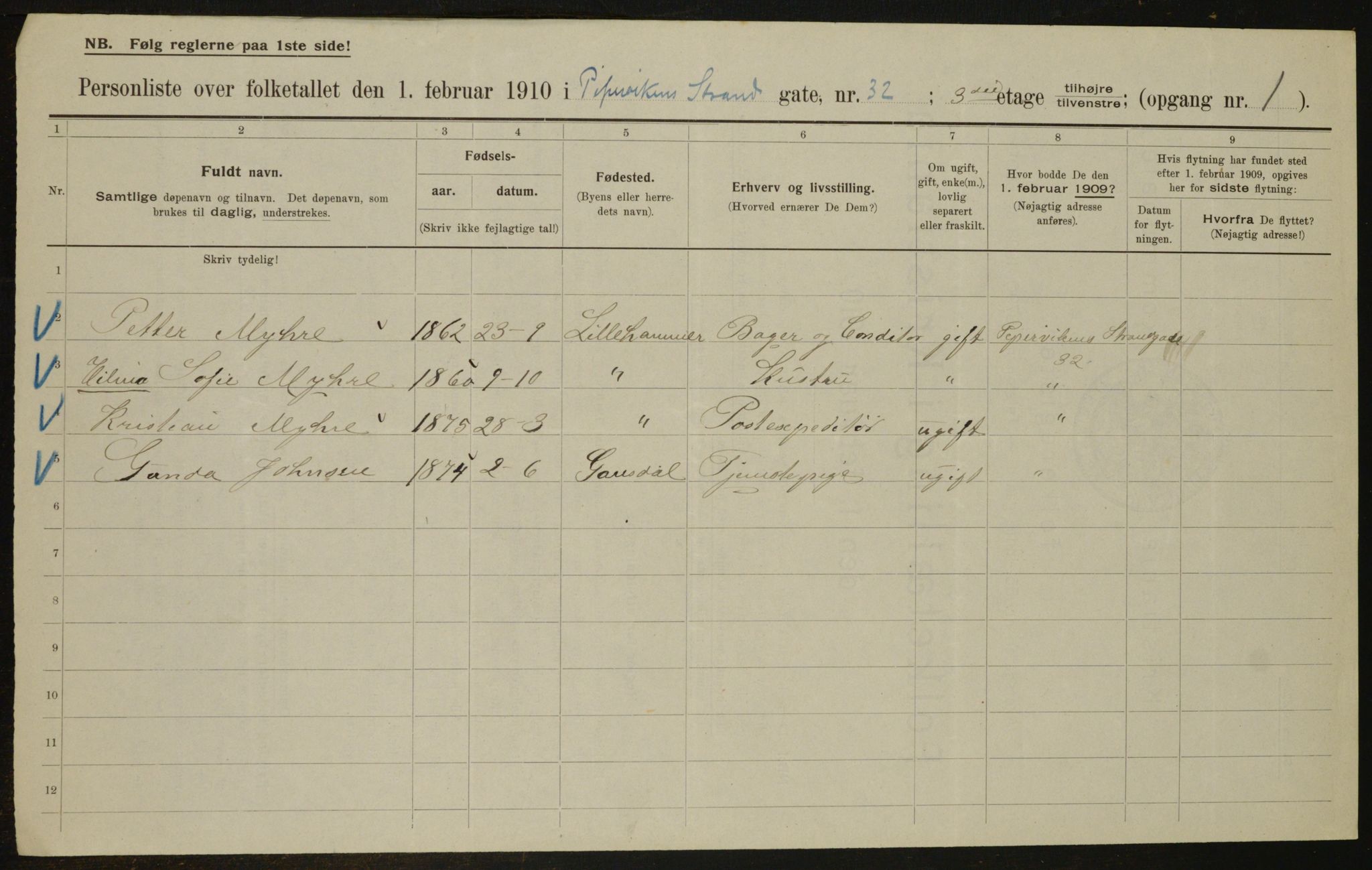 OBA, Municipal Census 1910 for Kristiania, 1910, p. 98633