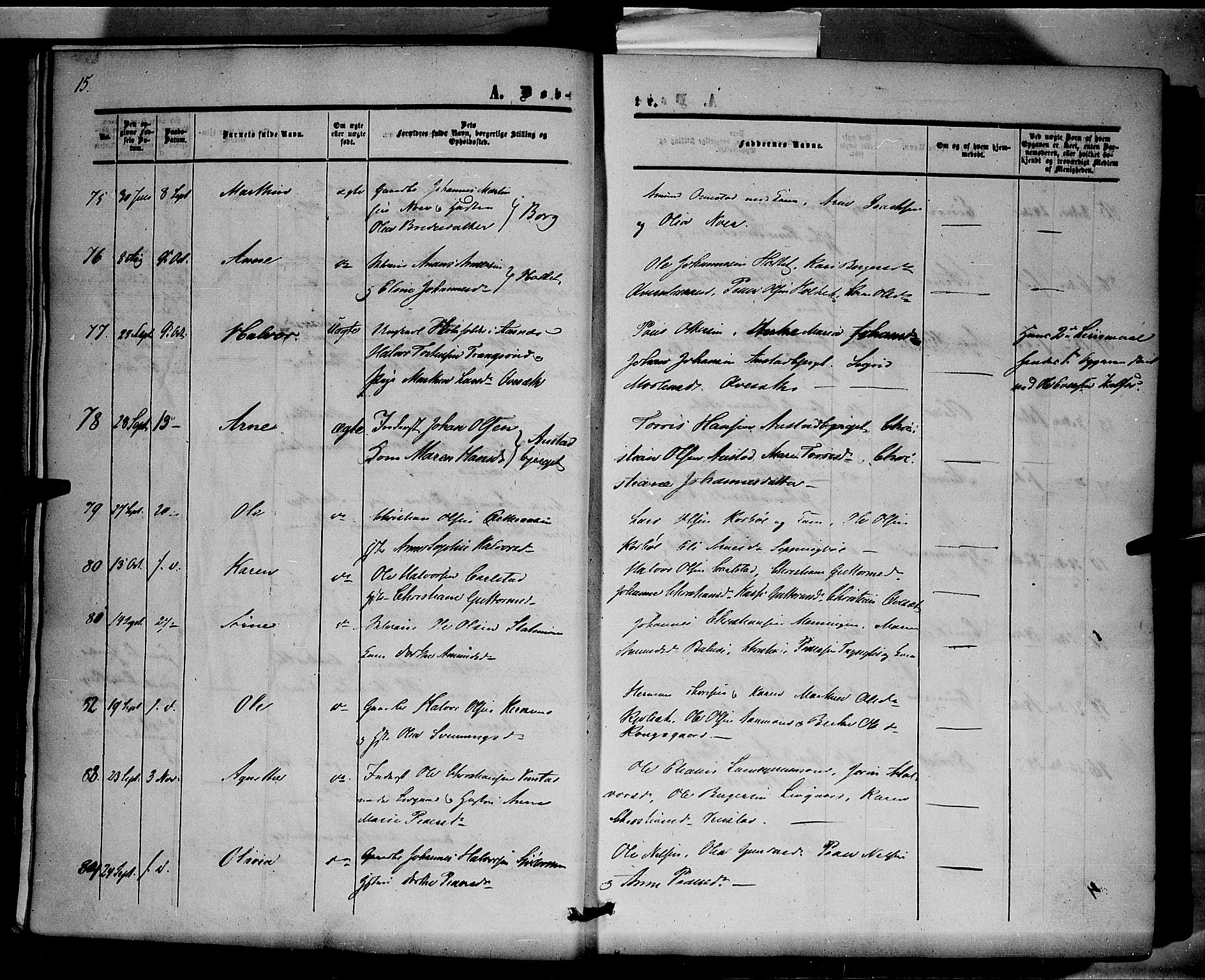 Hof prestekontor, SAH/PREST-038/H/Ha/Haa/L0008: Parish register (official) no. 8, 1849-1861, p. 15